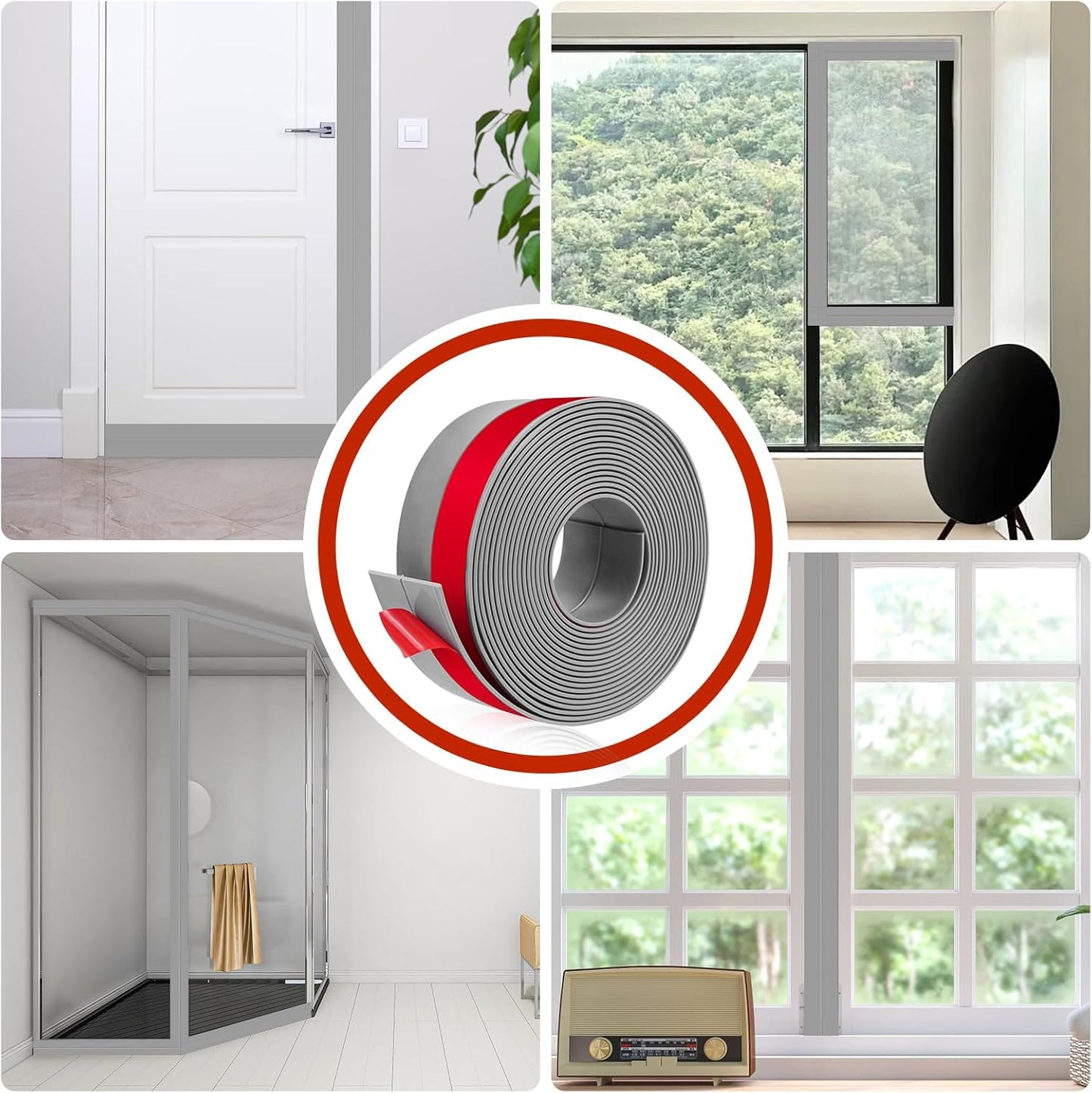 Weather Stripping Self Adhesive Door Draft Stopper Flexible Shower Door Bottom Seal Silicone Seal Strip for Sliding Glass Windows Side Gaps (Gray, 2 Inch Wide x 10 Feet Long)