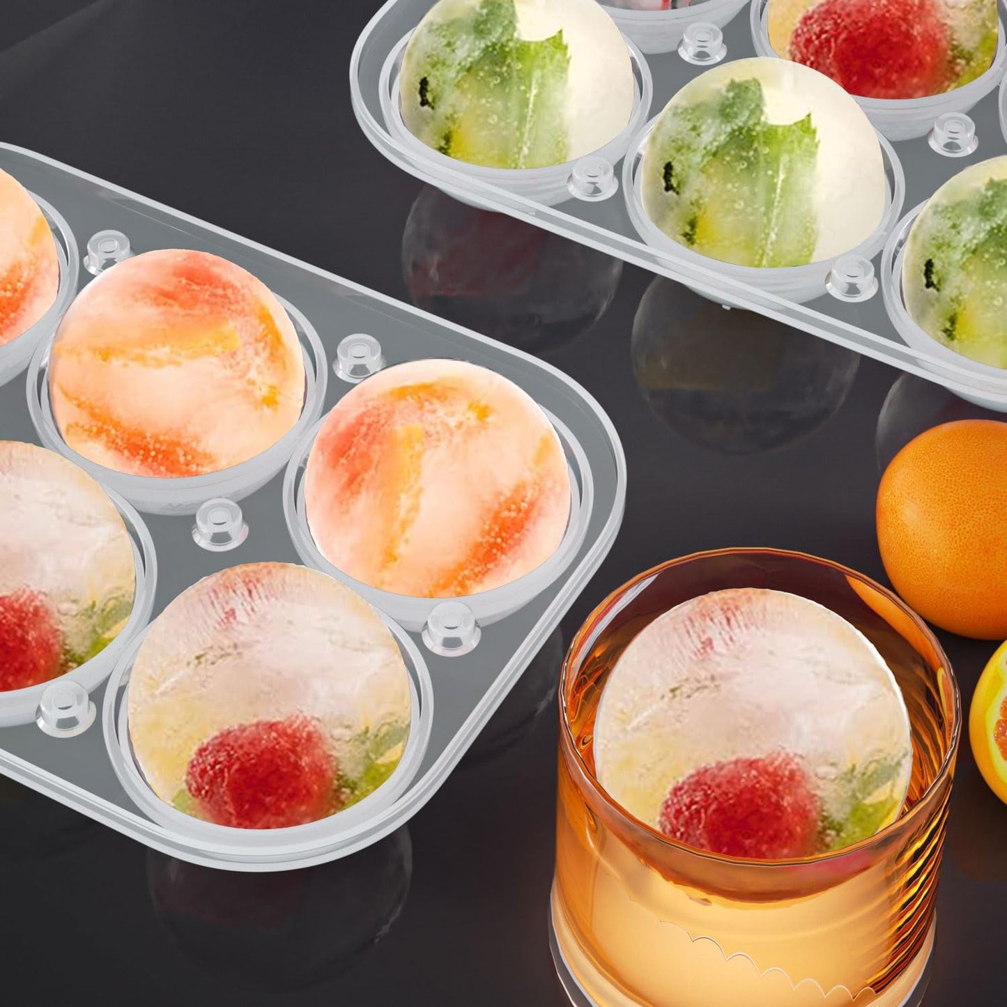 Large Ice Cube Tray for Whiskey: 2.5 Inch Silicone Ice Ball Maker - Circle Ice Cube Tray - Round Ice Sphere Maker for Old Fashioned Bourbon Whisky