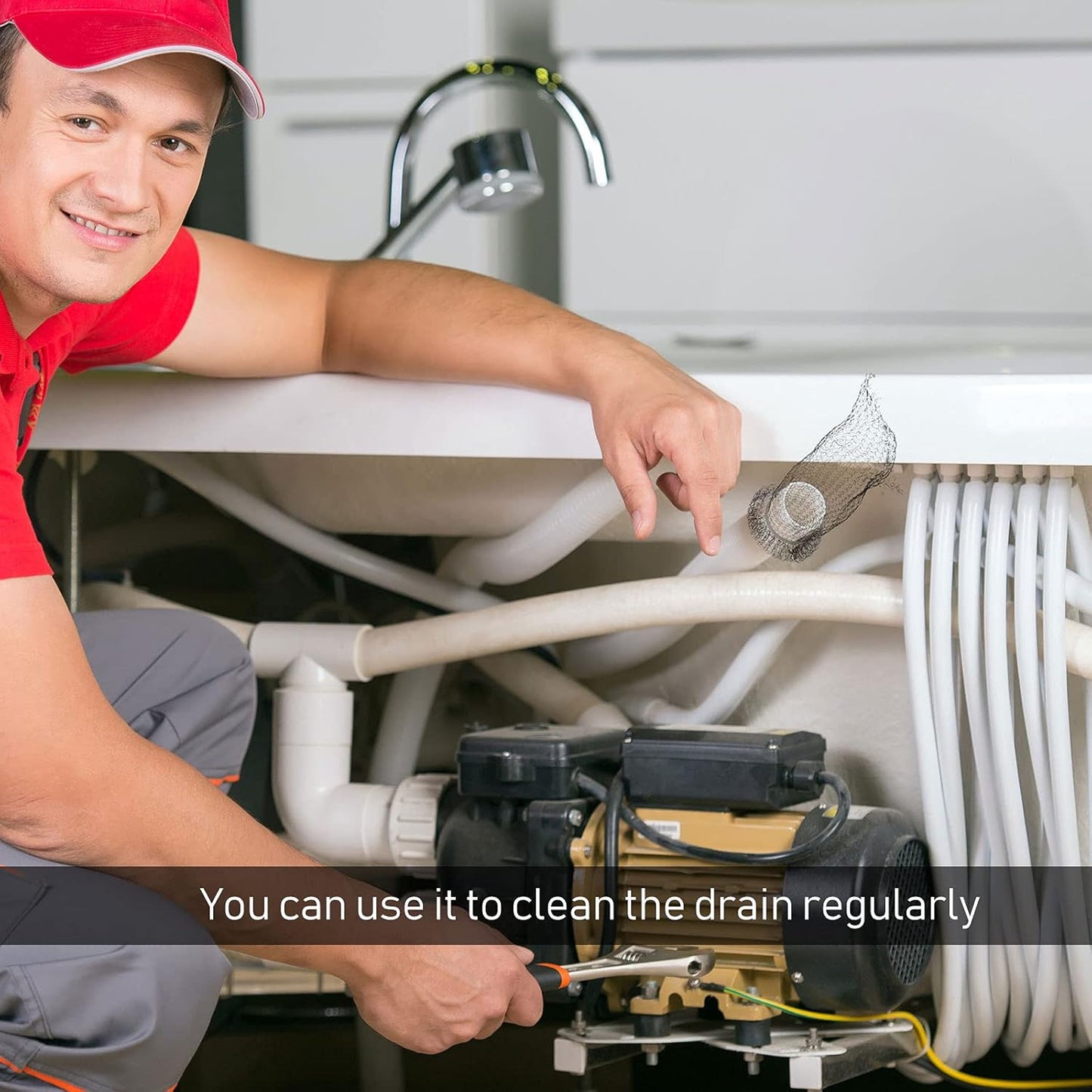 60 Pieces Washing Machine Lint Traps with 60 Cable Ties, Rust-Proof Stainless Steel Lint Traps Laundry Mesh Hose Filter Screen Catcher for Washing Machine Discharge Hoses