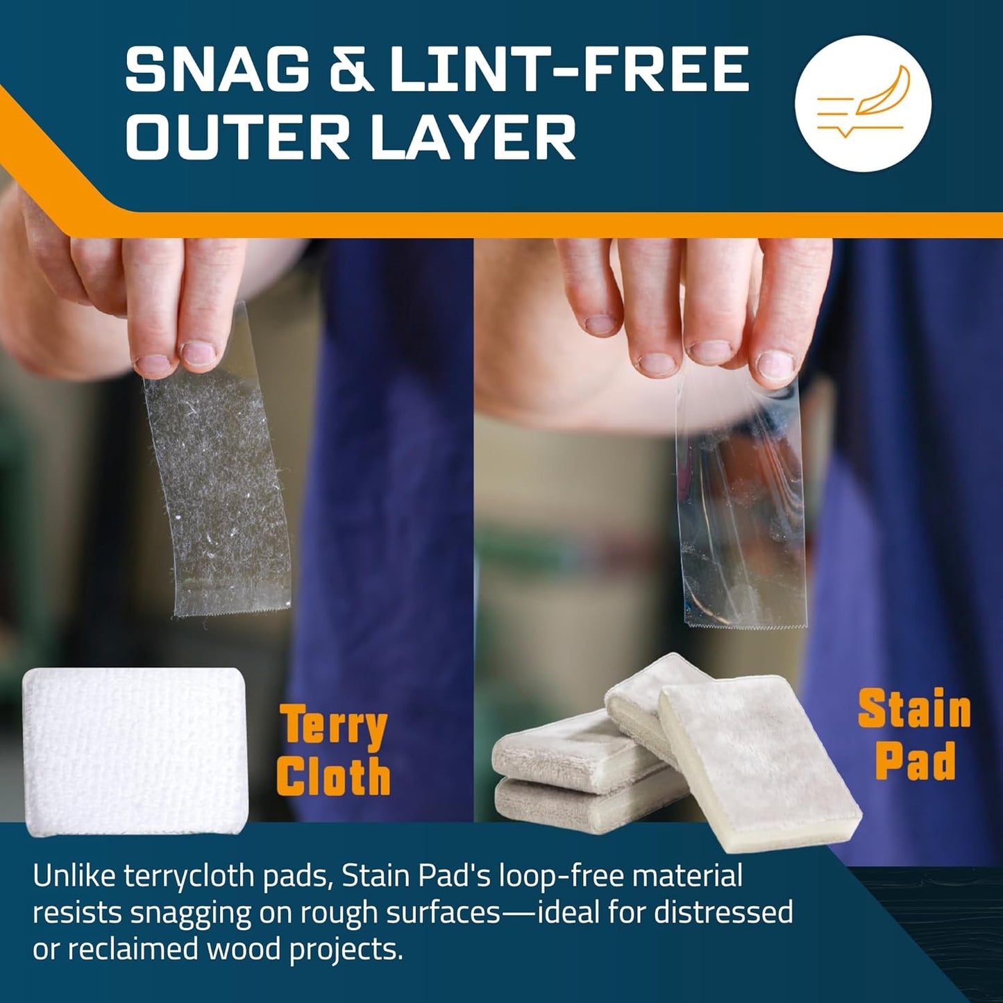 MāKRS Stain Pad, Cut-to-Size Staining Pads, 2-Pack, Lint, Snag, Streak-Free Applicator, Micro Brush Material, Wood Stains and Oil Based Finishes, Easy to Use with Consistent Application