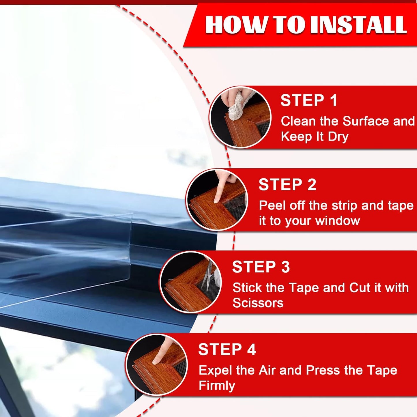 Transparent Window Weather Sealing Tape 2 Inch x 66 FT Weather Stripping Residue-Free Clear Window Insulation Caulk for Shower Glass Gaps and Clear Tape Doors Windows Windproof