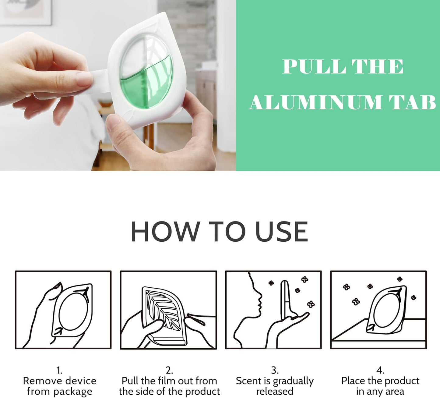 Air Freshener for Home, 4 Pack, Eucalyptus & Mint, Odor Eliminator for Small Area Closets Bathroom Pets Strong Odor, Up to 120 Days