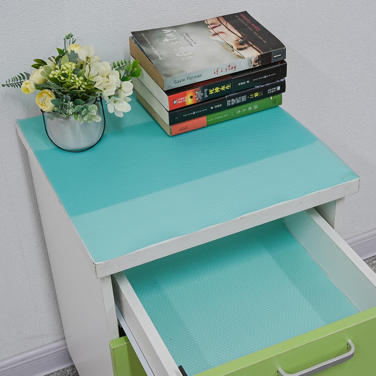 BOPART 12Pcs Refrigerator Liners Washable Fridge Shelf Liners Mats for Freezer Glass Shelves Kitchen Cabinets Cupboards Drawers (17.7" x 11.4")