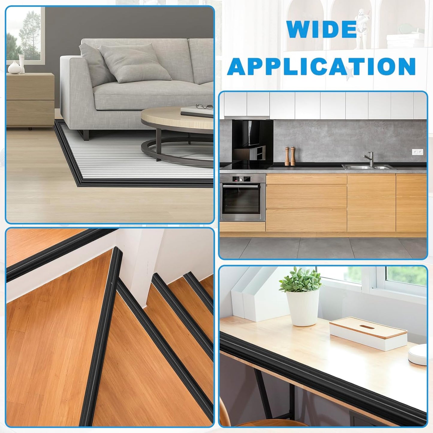 Wall Corner Protector Peel and Stick Corner Trim Molding Flexible Inside & Outside Wall Edge Guard Self Adhesive Moulding Trim for Edge Use, Black, 0.8” W x 40’ L