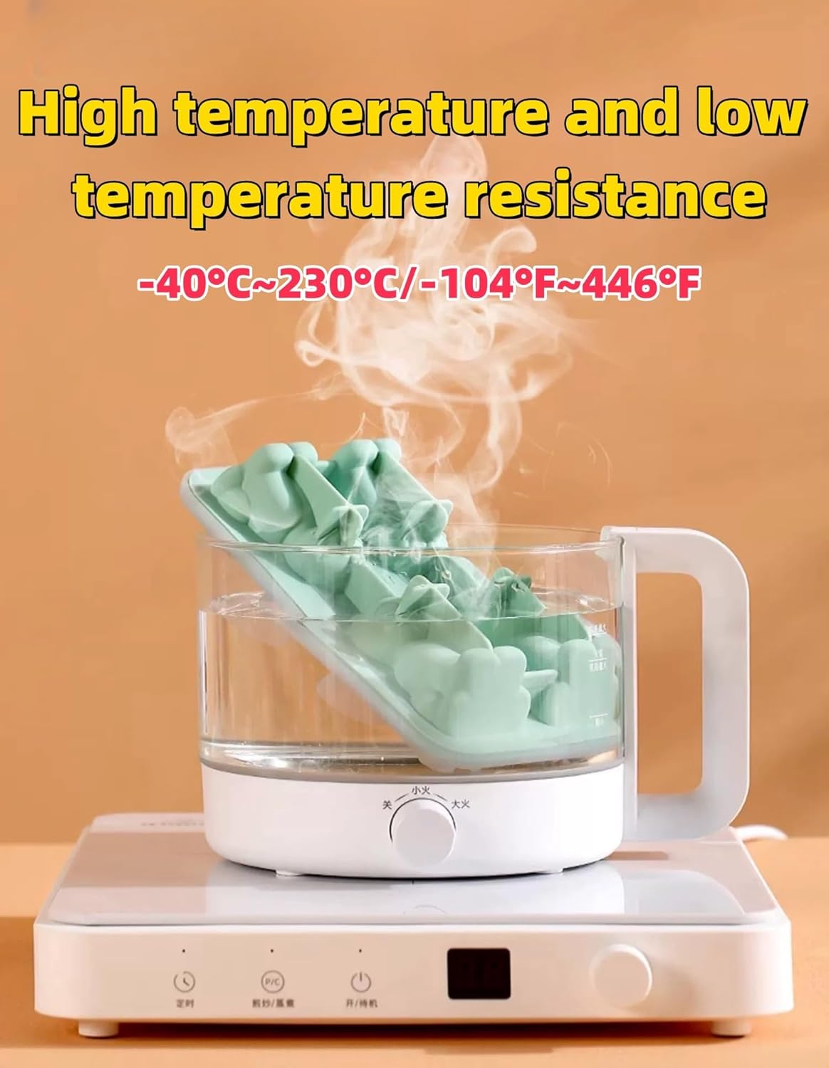 Cute 3D Cat Silicone Ice Cube Tray Mold Cartoon Animal Ice Box BPA-Free (Pink)