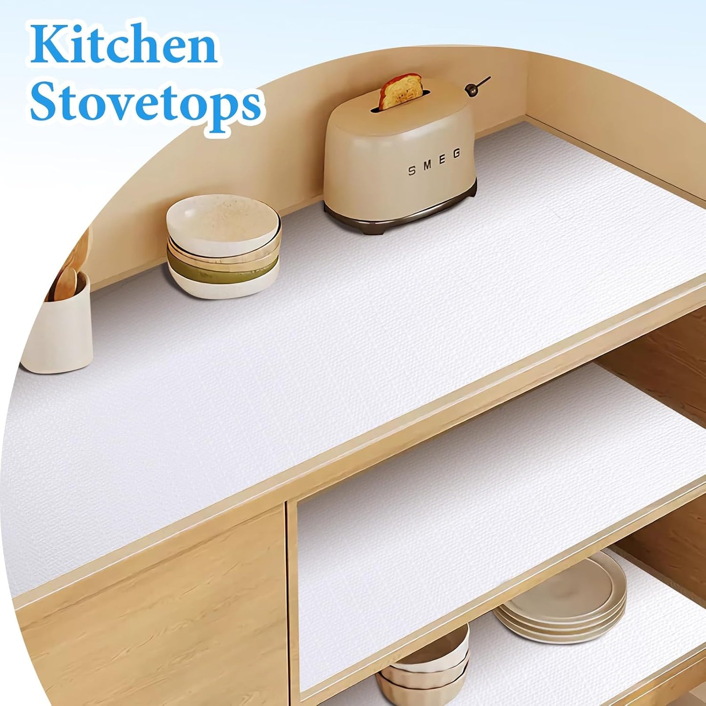 Shelf Liners for Kitchen Cabinets 12in x 30FT Non Adhesive Drawer Liner White Thickened Shelf Liner Paper Strong Non-Slip Easy to Clean for Tool Box Refrigerator with Knife and Tape Measure