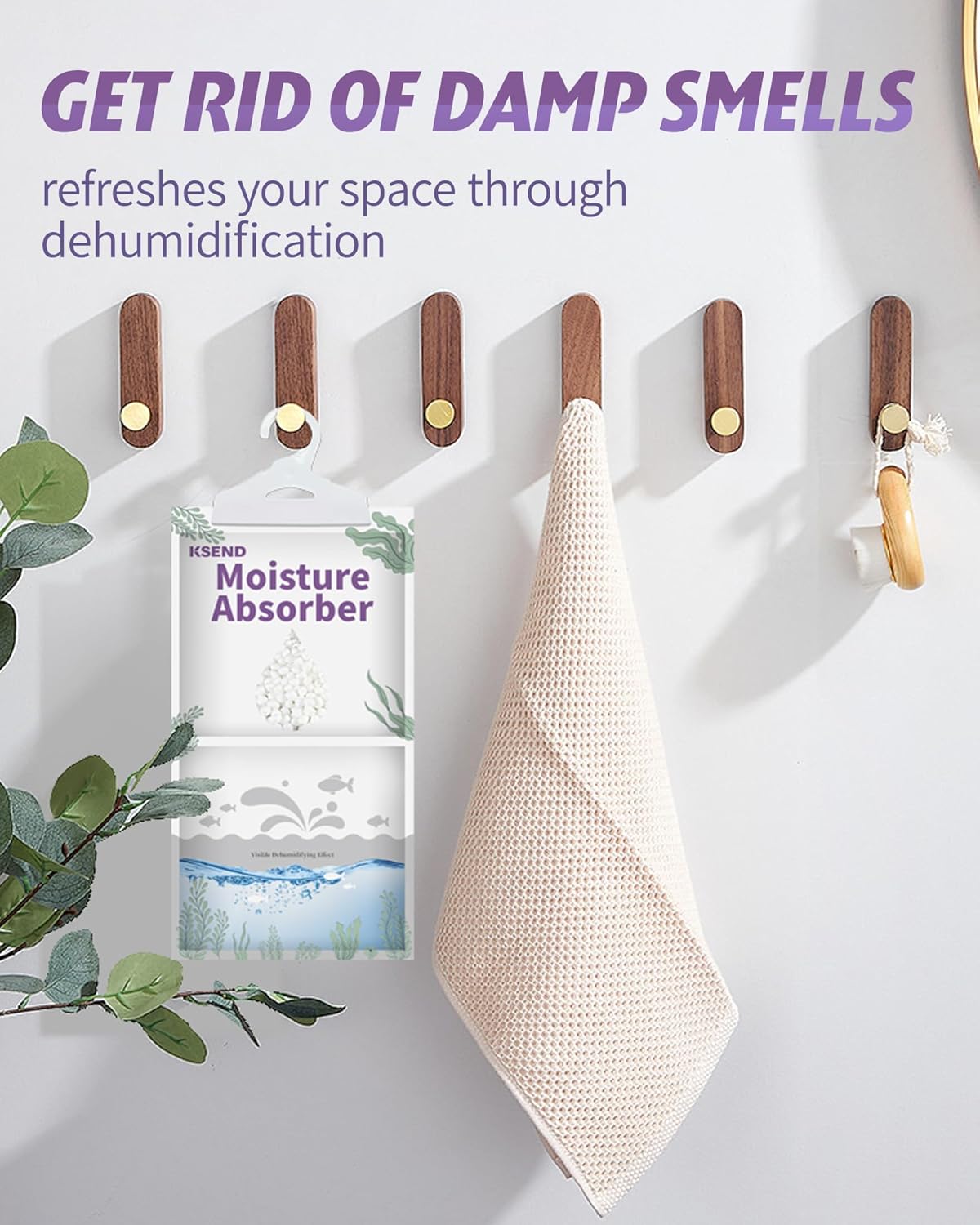 Moisture Absorbers 8 Packs - 9.8 oz Dehumidifier Bags, Portable Moisture Hanging Bags for Closet, Bathroom and Kitchen, 11.8'' x 6.3''