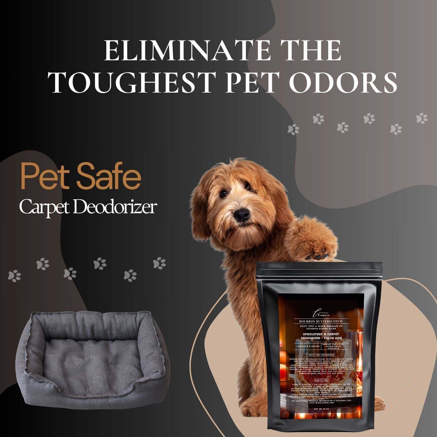 Bourbon & Butterscotch Carpet Freshener Powder Value Size 36 oz | Powerful Odor Eliminator for Home | Upholstery Deodorizer | Carpet Deodorizer | Pet Urine | Cat Litter Box