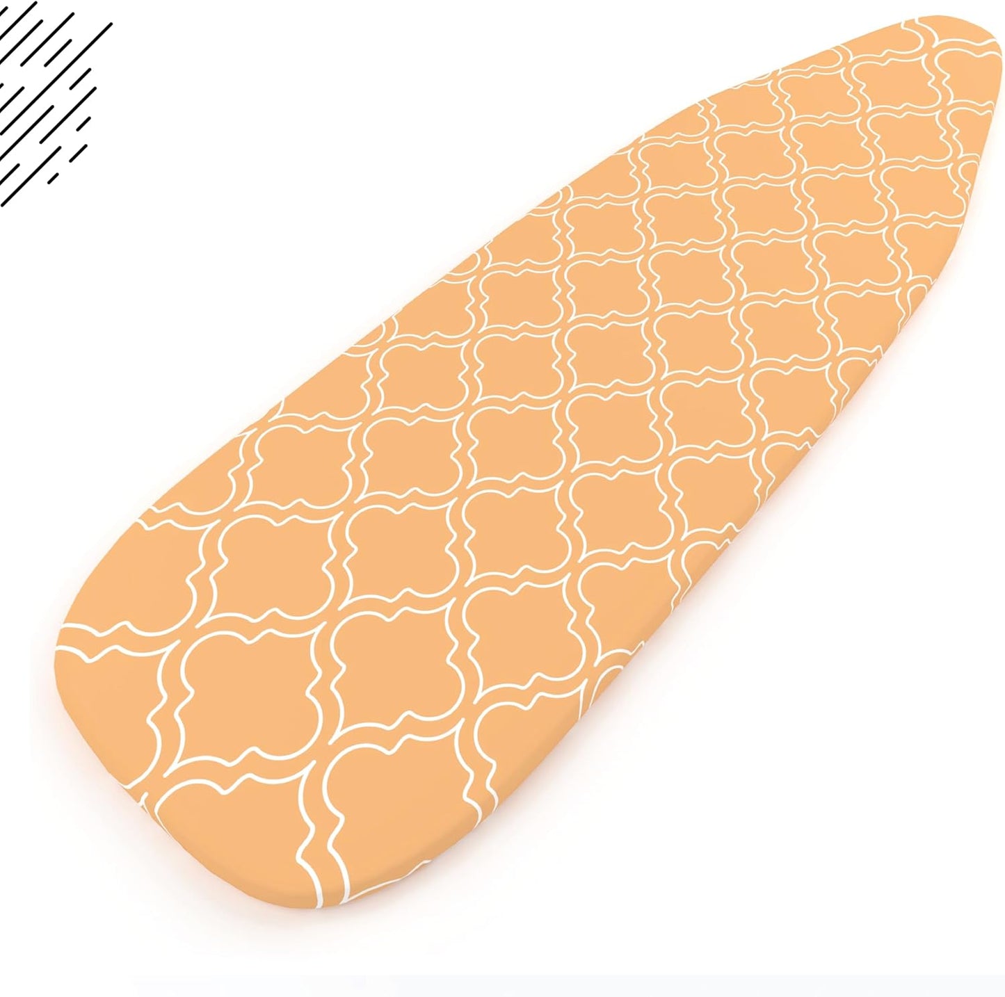 Encasa XO Ironing Board Cover and Pad 49"x18" - Thick 3mm Felt Padding, Drawstring Tightening & Lock, Easy Fit, Scorch & Stain Resistant, Fits Wide Ironing Board - Peach Tiles