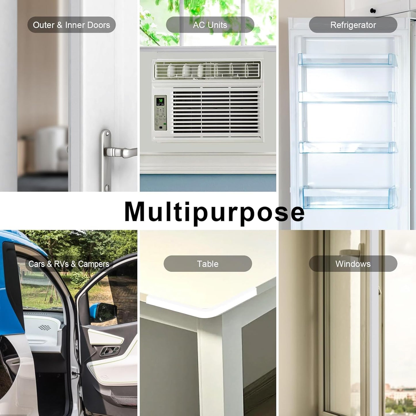 Door Weather Stripping for Doors and Window, Window Insulation Door Seal Tape, Self Adhesive Foam Gasket Tape, Foam Seal Strip Sliding Door Weather Strip, Energy-saving(3/8 in x 3/8 in x 33Ft)