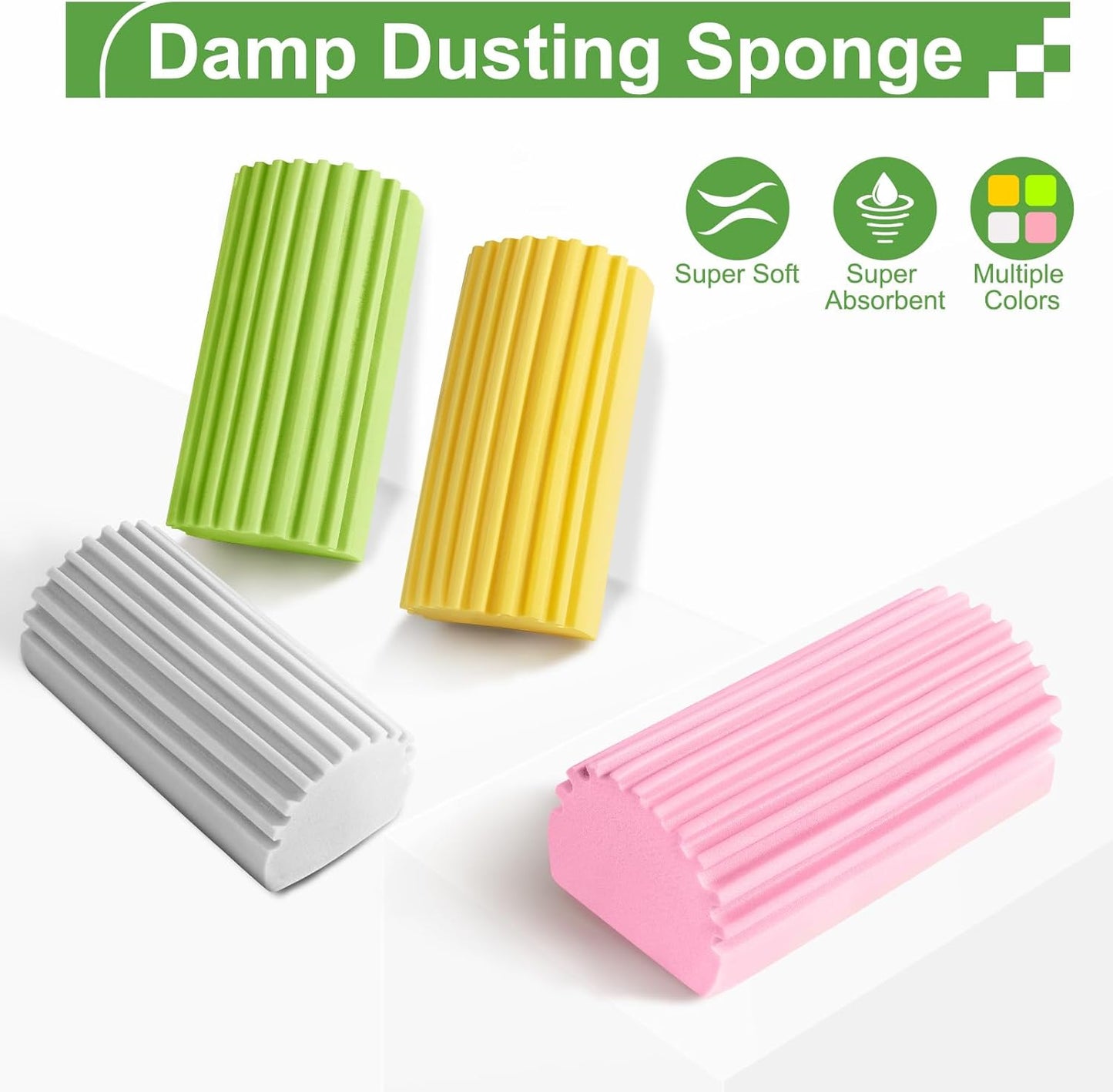 8-Pack Damp Clean Duster Sponge, Sponge Cleaning Brush, Duster for Cleaning Blinds, Glass, Baseboards, Vents, Railings, Mirrors, Window Track Grooves and Faucets