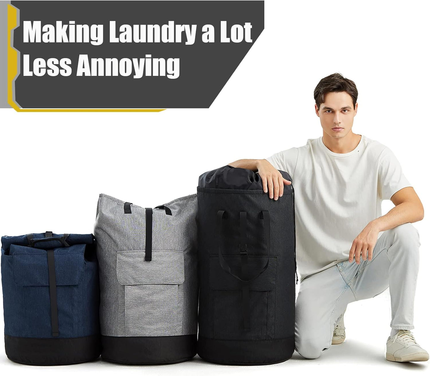 Laundry Bag Backpack Extra Large, Heavy Duty Laundry Bag With Straps, College Dorm Room Essentials, Dirty Clothes Bag for Travel, Beach, Camping, Apartment and Laundromat