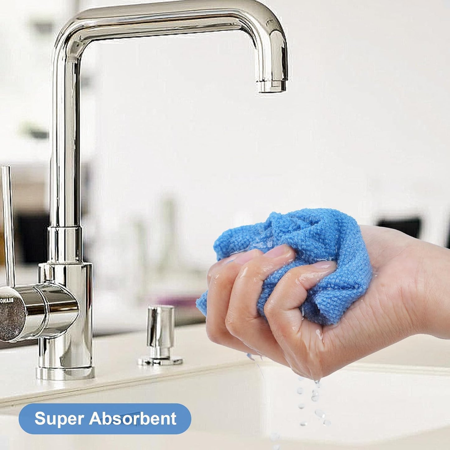 LIVOS Microfiber Cleaning Cloth Roll - 80 Pack, Reusable Paper Towels Blue Tear Away, Microfiber Towels for Cars, Super Absorbent Lint Free Cleaning Rags for House, Kitchen, Window-11.5"x11.5"