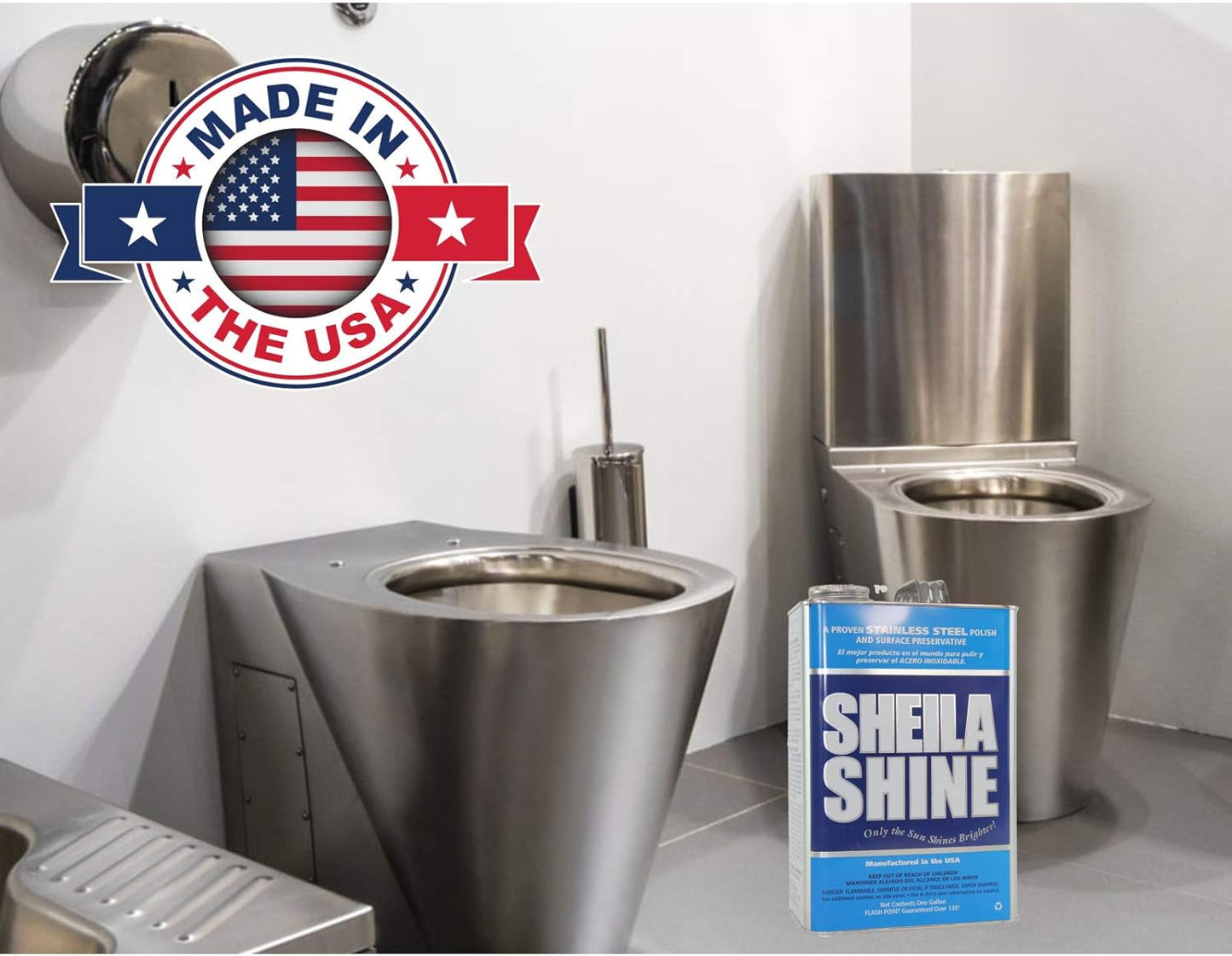 Sheila Shine 1 Gal. Can Stainless Steel Cleaner and Polish, Protects Household Kitchen Surfaces, Removes Grease, Fingerprints & Watermarks, Stainless Steel Cleaner for Appliances, Fridge, Oven & Sinks