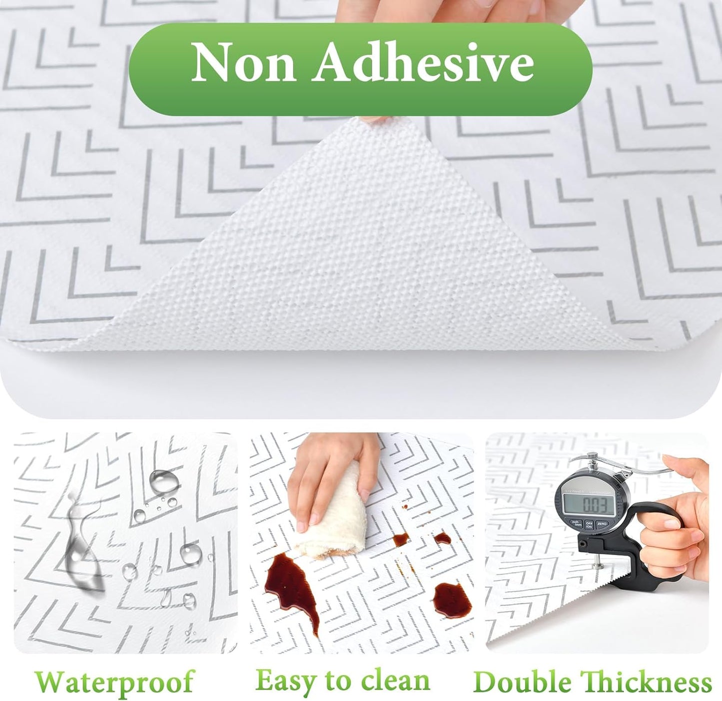 Shelf Liner for Kitchen Cabinets Non Adhesive Drawer Liner Non-Slip Thickened Shelf Liner Paper Strong Easy to Clean for Tool Box Refrigerator with Knife and Tape Measure,Silver Arrow,17.3 x 236.2 in