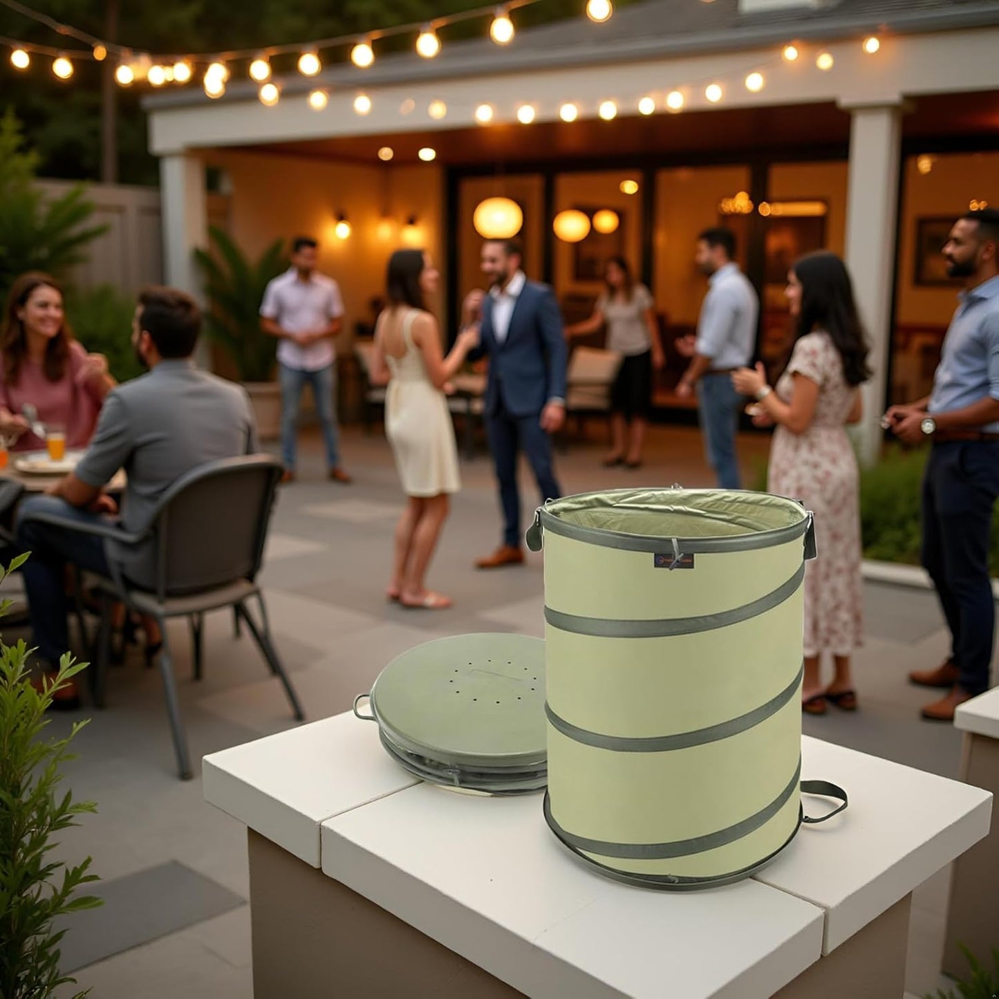 YUDI & GARDEN 45 Gallon Hard Bottom Collapsible Garden Bag|Collapsible Trash Can|Camping Trash Can, for Collecting Weeds or Party and Yard Waste