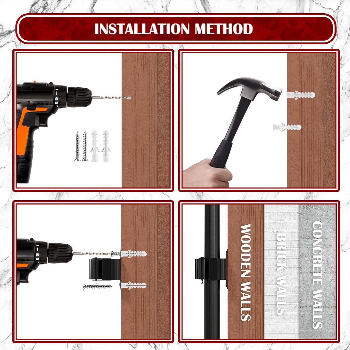 3-H Stainless Steel Broom Holder Wall Mount 15-Pack- Heavy Duty Mop Organizer, Wall Mounted Broom Storage with Secure Mounting for Laundry Garage Bathroom