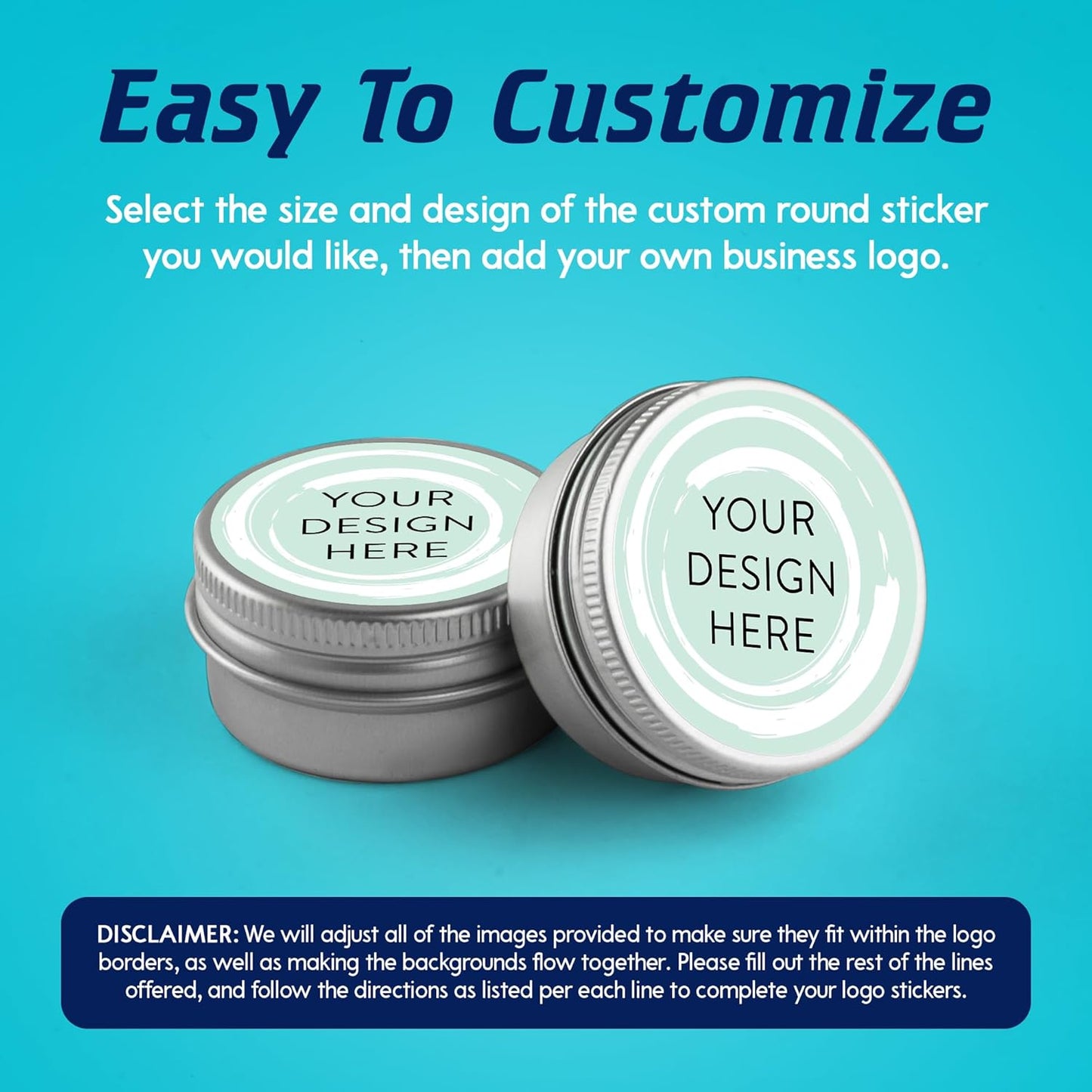 100 Custom Vinyl Stickers - Upload Your own Image, Text, Design, Logo - Personalized Logo Labels for Handmade, Packaging, Bottle, Jars, Candle, Brand Stickers (Mint, 3x3)