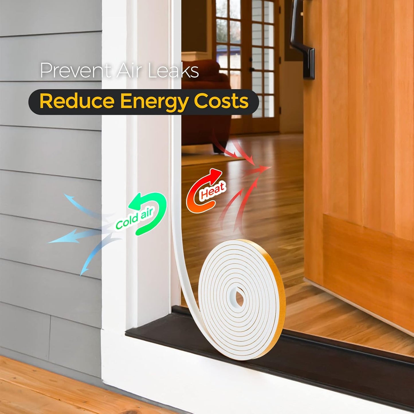 50 Feet Weather Stripping Door Seal, 1/2" Wide X 1/8" Thick Door Seal Strip High Density Foam Tape Adhesive Strip for Door Soundproofing,Window Insulation (1/2" x 1/8" x 50FT,White)