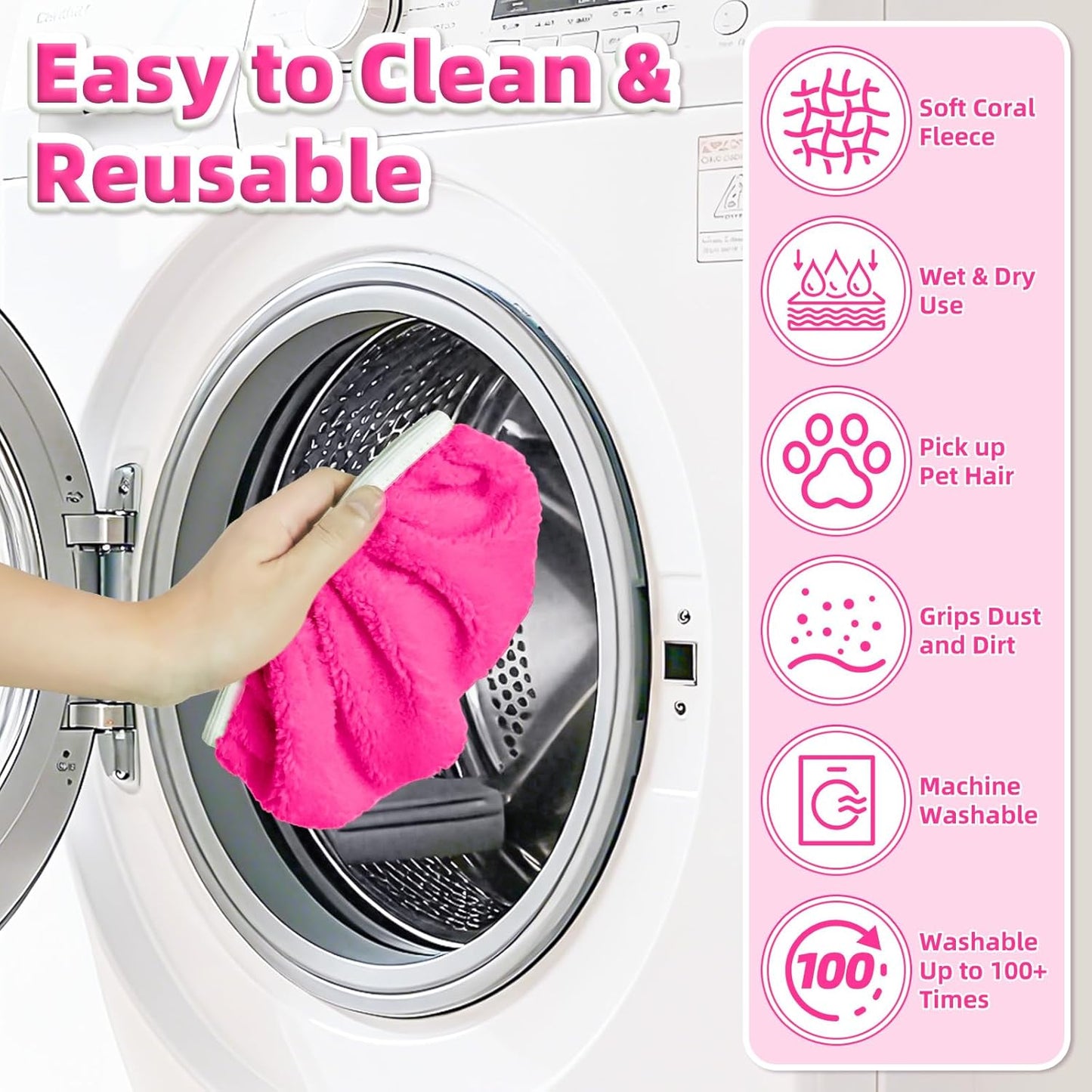 Reusable Mop Pads fit Swiffer Sweeper Mop - Microfiber Wet Pads Refill & Machine Washable Dry Sweeping Cloths for Mopping All Sealed Floors - Hardwood, Laminate, Tile & Stone (Mop is not Included)