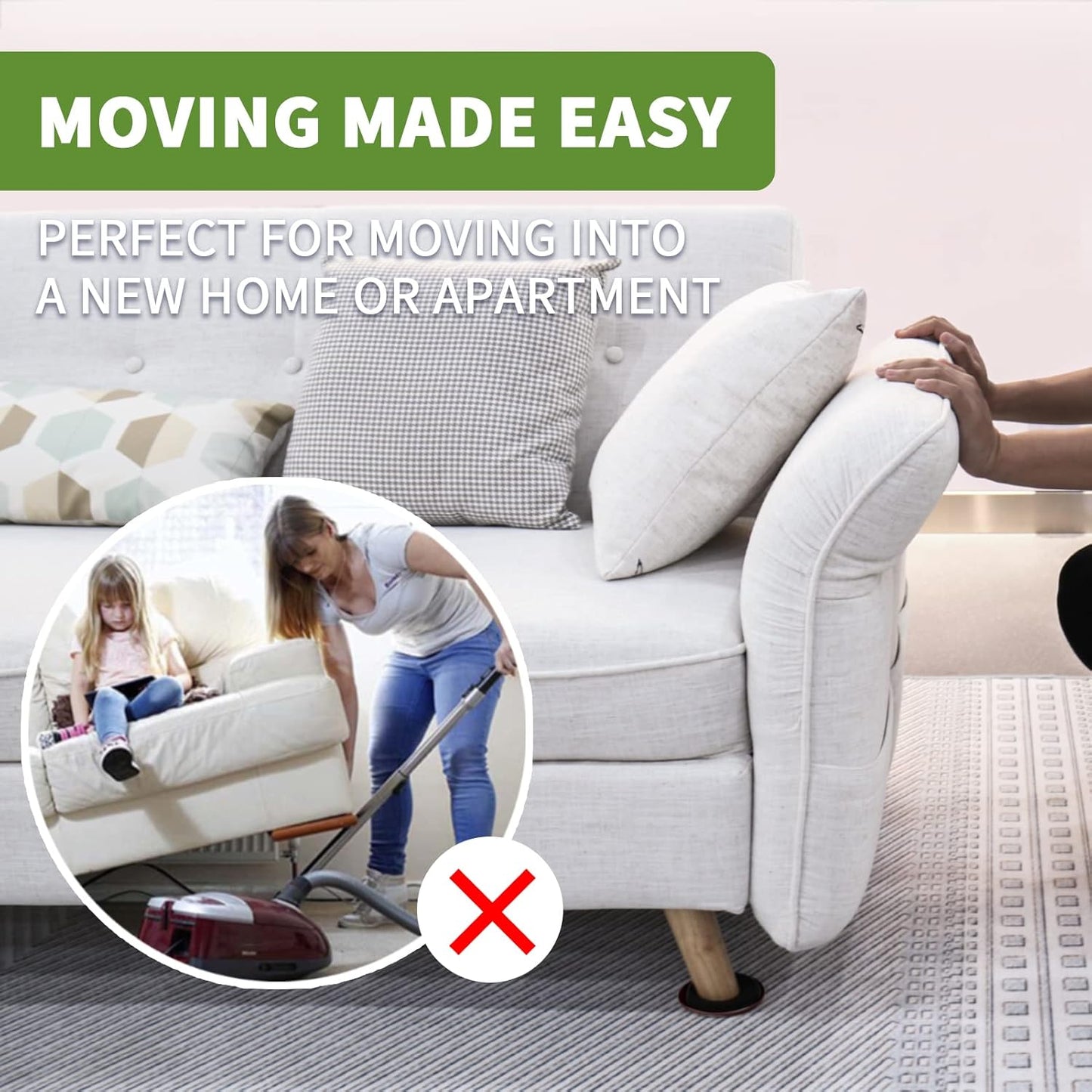 Furniture Sliders for Carpet 8 PCS - 3 1/2 inch Furniture Moving Slider Chair Legs Floors Protectors– Move Your Furniture Easy & Safely(for Carpet) Brown