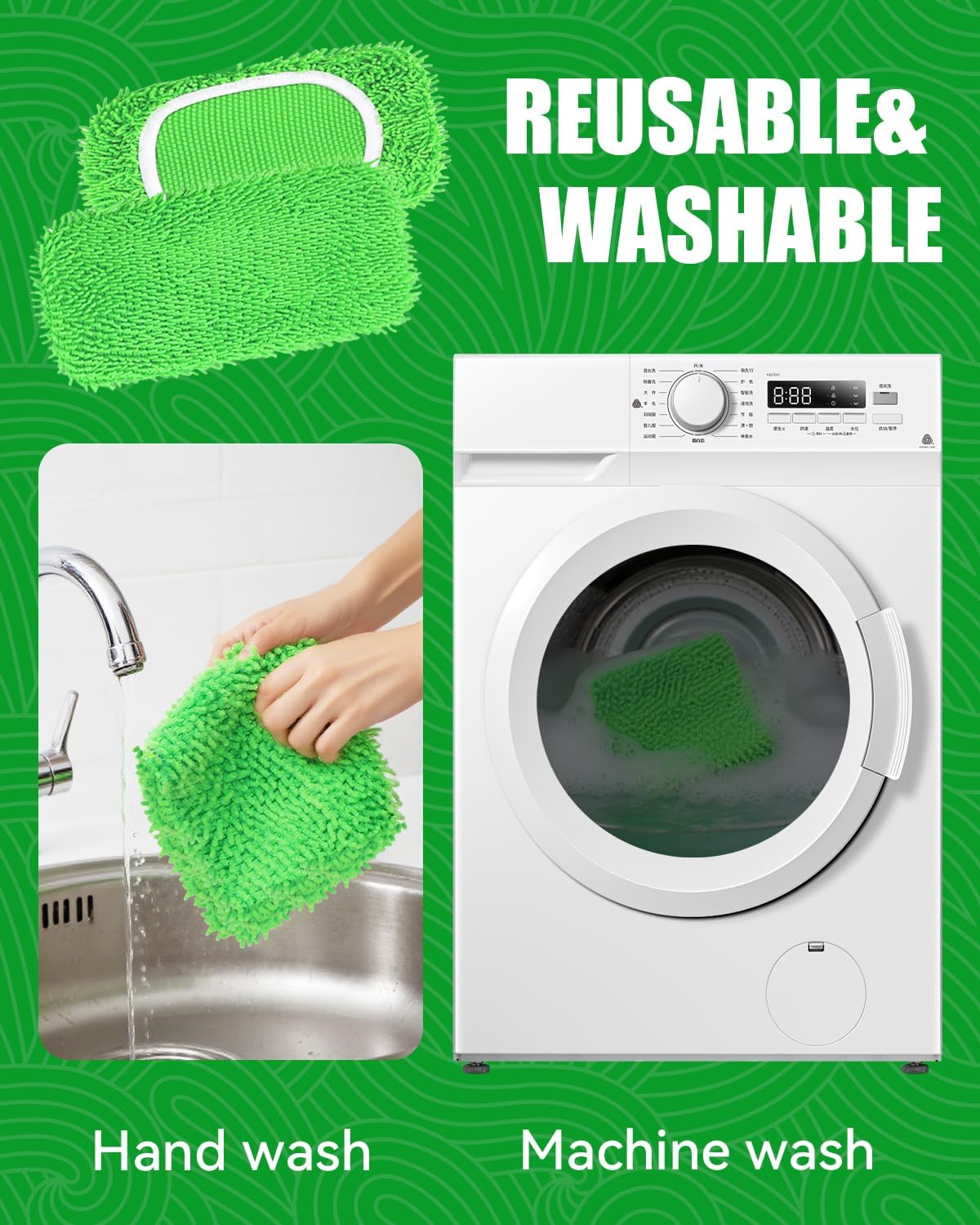 Reusable Wet Pads Refill for Swiffer Sweeper Mop, Dry Sweeping Cloths & Wet Mopping Cloths for Household Cleaning, Washable Microfiber Pads for Wood Floors, 6 Pack