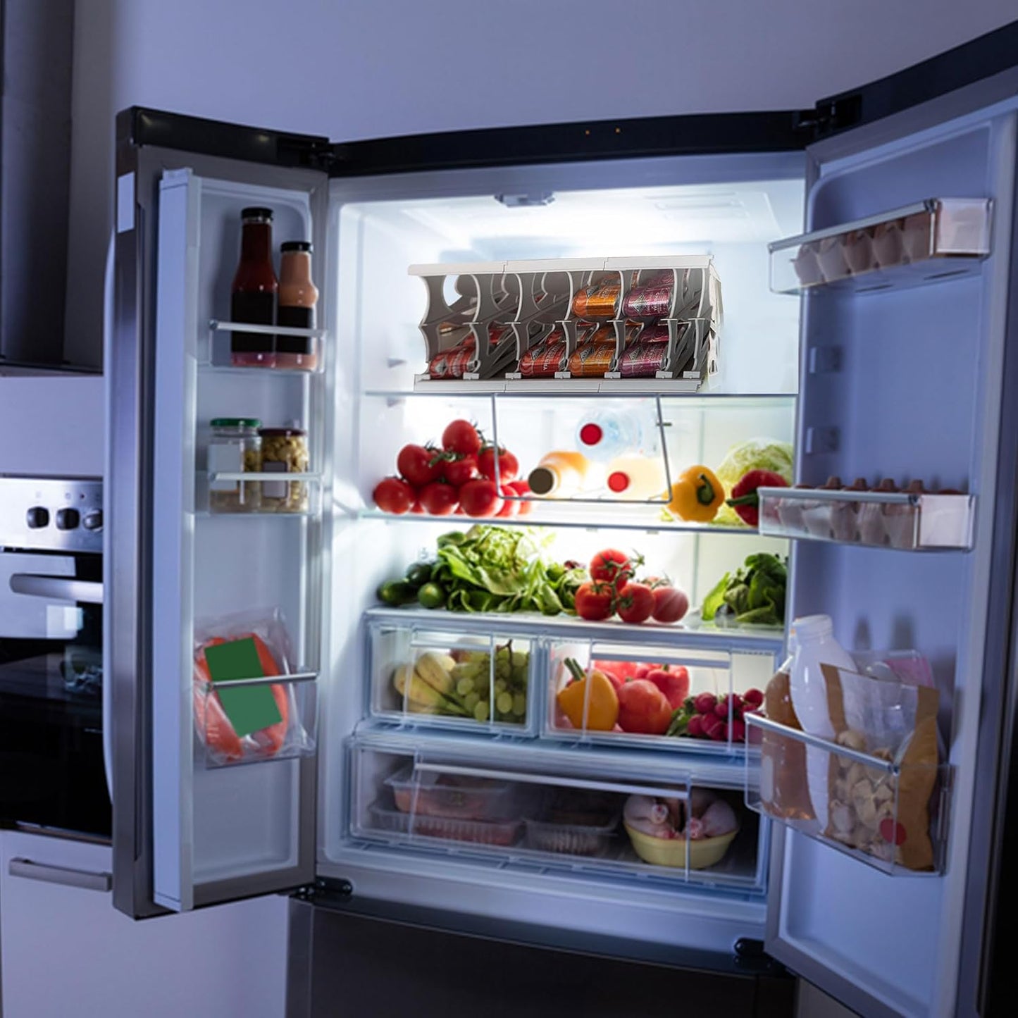 Shelf Reliance Cansolidator Pantry Plus - 2-Pack Can Organizer for Pantry, Stackable Soda Can Storage for Kitchen, Holds 60 Cans of Food or Soda