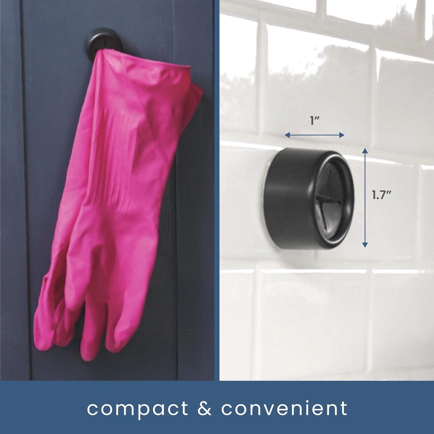 S&T INC. Round Adhesive Push Towel Hooks for Kitchen, Hand and Dish Towels, Matte Black, 4 Pack