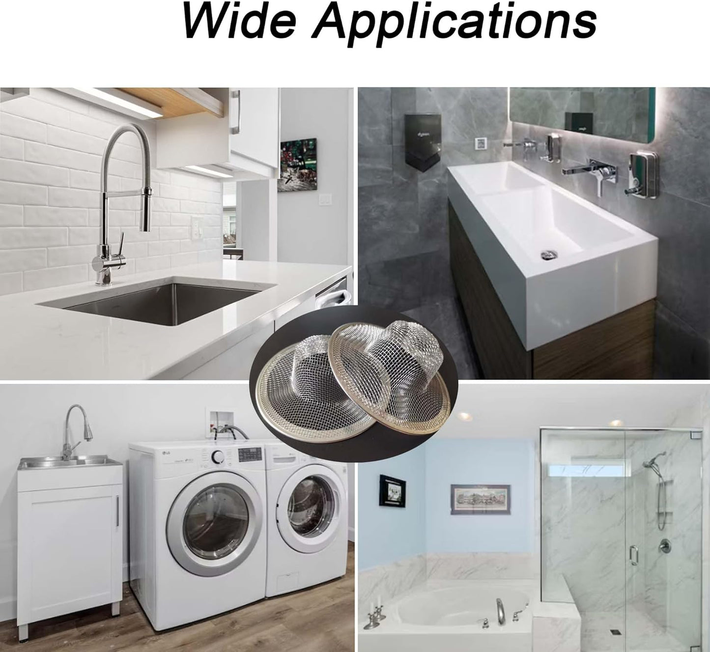 10PCS Mesh Sink Drain Strainer Hair Catcher, 2.125'' Stainless Steel Slop Basket Filter Trap, Bathtub Sink Drain Screen Filter Cover Mesh Bathroom Bathtub RV Laundry Lavatory Balcony Utility