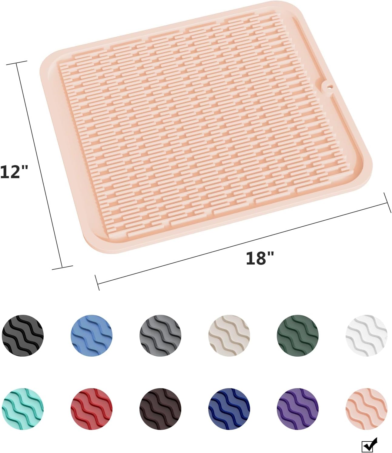 ZLR Silicone Dish Drying Mat for Kitchen Counter, Eco-Friendly Fast Dry Dish Mat, Easy Clean Multi Usage Drying Matt, Heat Resistant Trivet, 16" x 18" XL, Peach Pink