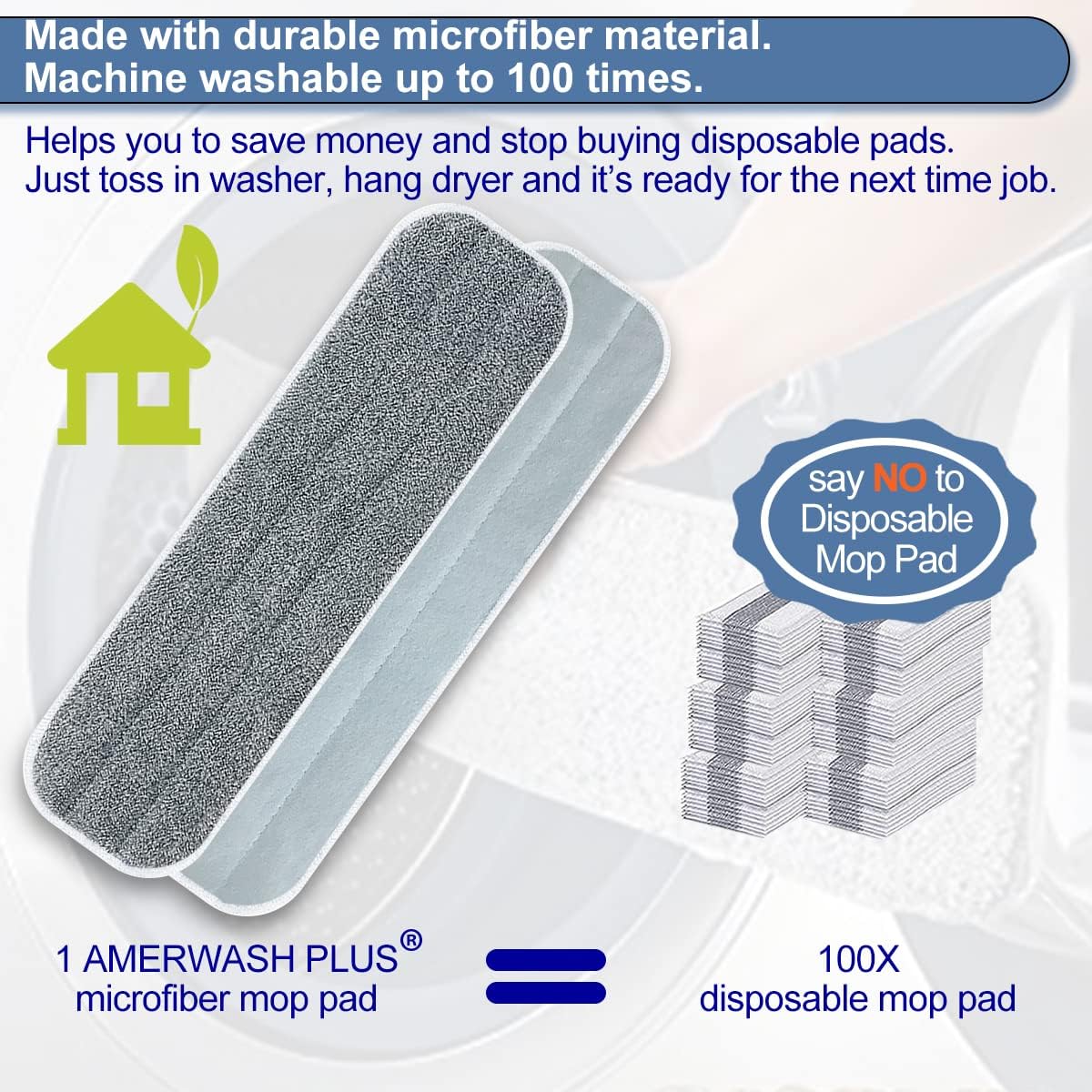 Microfiber Mop Replacement Pads 18 Inch Compatible with Bona Floor Care System, 5 Pack Reusable Wet Dry Floor Cleaning and Scurbbing Mop Refill Fits 16” to 18” Flat Reveal Mop Heads