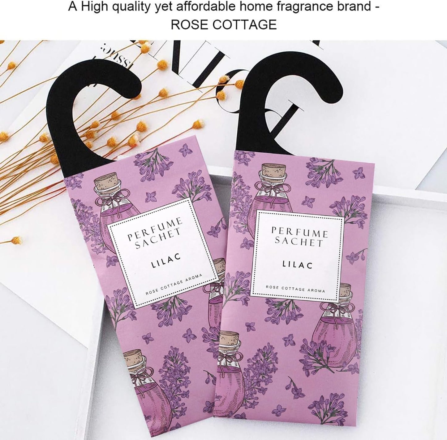 ROSE COTTAGE Large 12 Packs Lilac Hanging Closet Air Freshener Scented Sachets Long Lasting Smell Goods