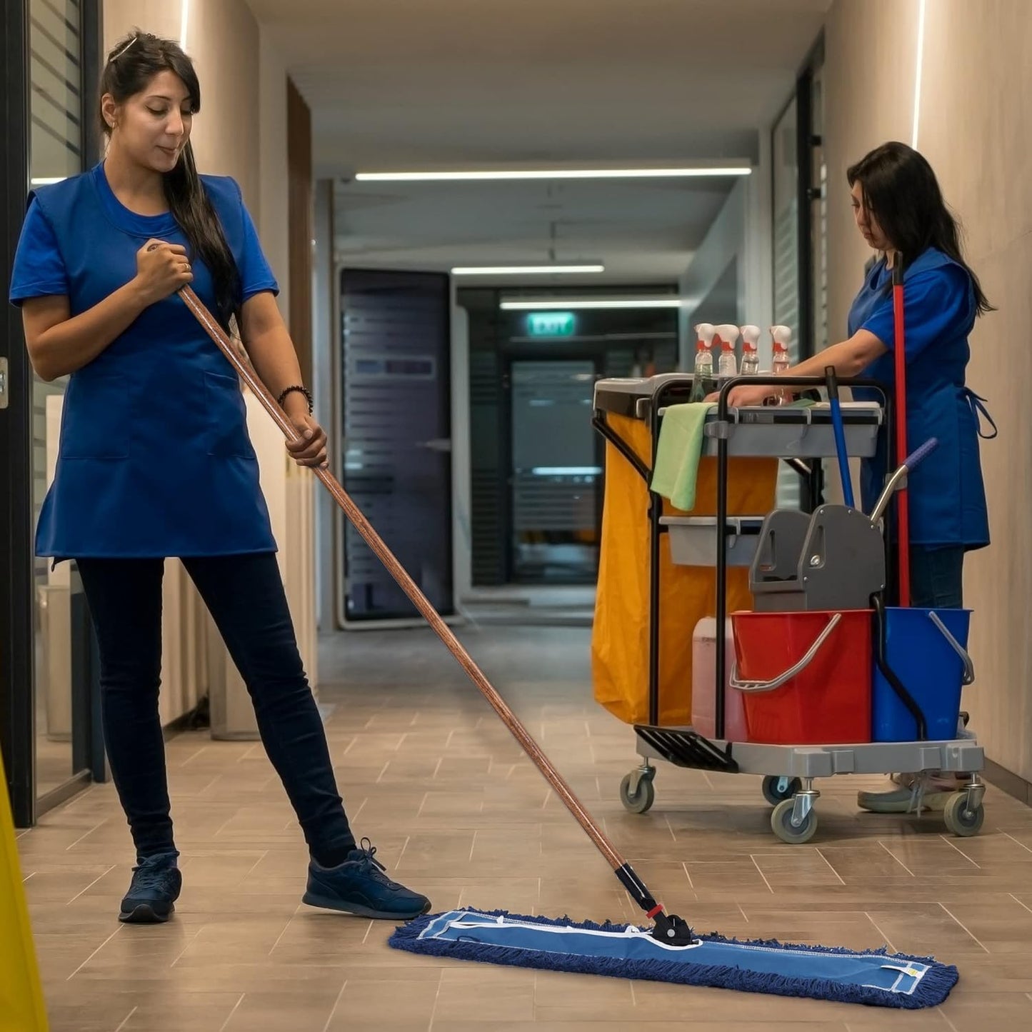 Matthew Cleaning 24'' Industrial Strength Cotton Dust Mop Refill Washable Replacement Heads for Residential & Commercial Use Fit Standard Dust Mop Frames, Hardwood, Laminate, Concrete Floors 12 Pack