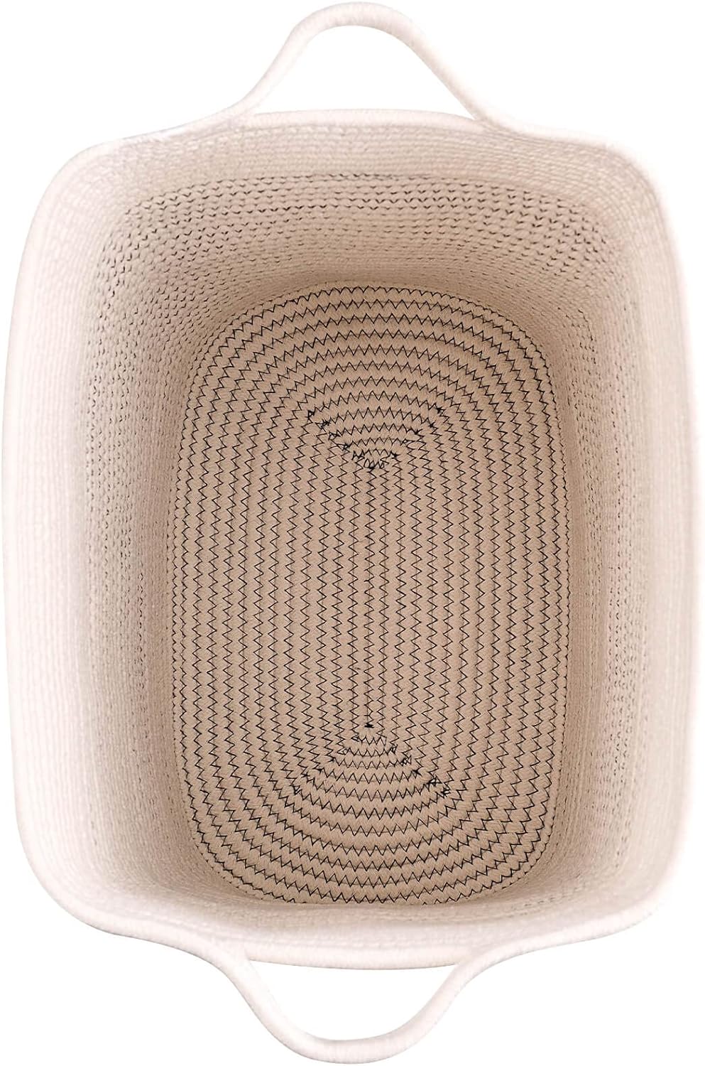 Medium and Large Woven Basket//With Handle, Used for Toys and Fabric Storage Basket used for Storing xl Storage Box, Decorative Storage Box Room (14L*15.7H I White/Black Line, 14L*10W*15.7H)