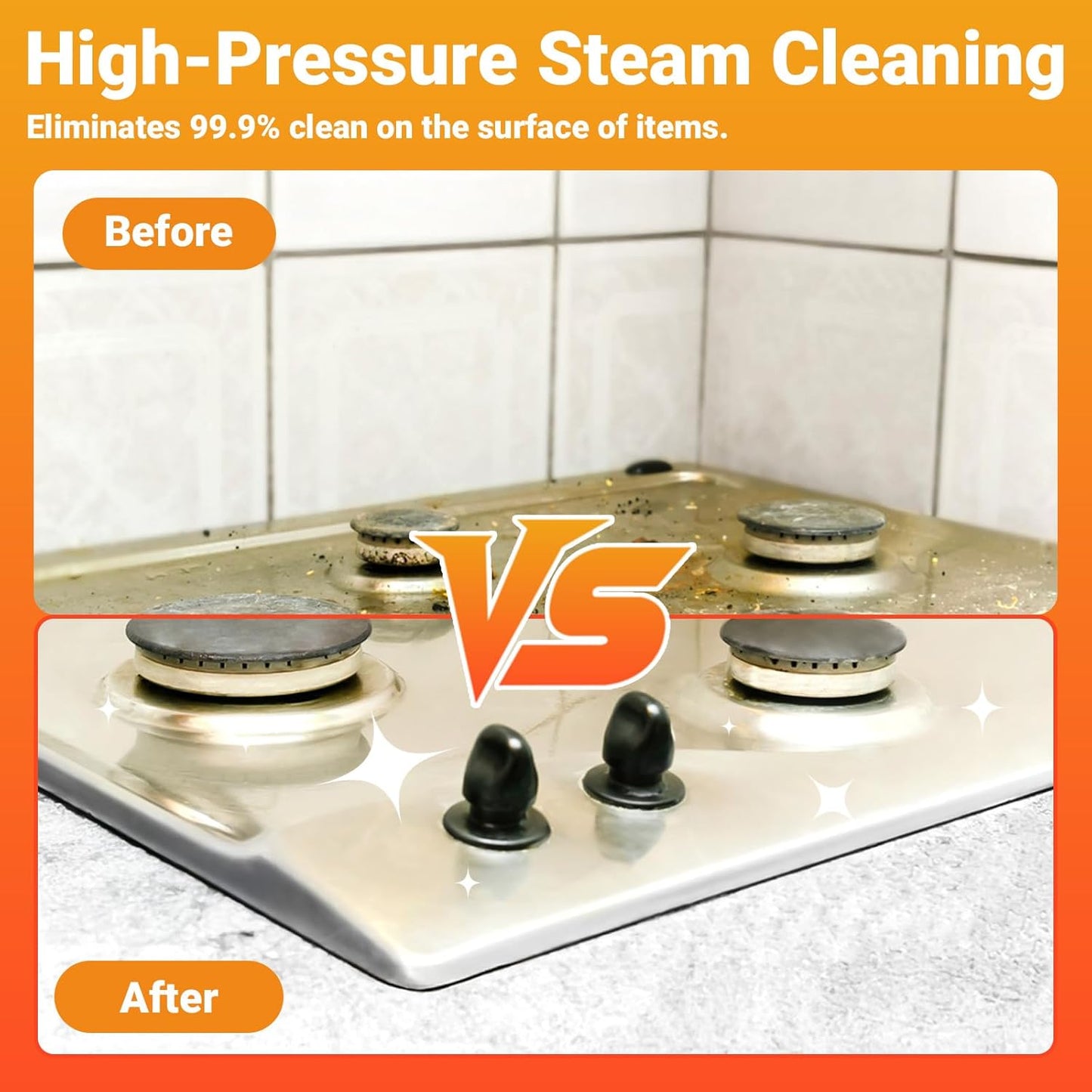 Pressurized Handheld Steam Cleaner with 11 pcs Accessories and Safety Lock, Multipurpose Steam Cleaner for Home, Portable Steamer for Cleaning Kitchen, Bathroom, Car, Floor, Furniture, Grout, Couch