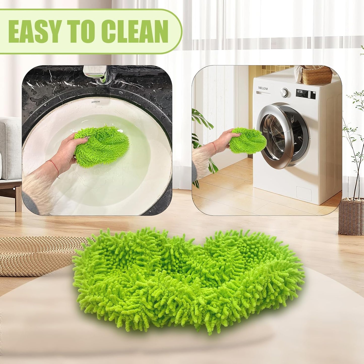 Reusable Mop Pads Refill Compatible with Swiffer Sweeper Mop, Microfiber Wet Mopping Cloths for Floor Cleaning , Ideal for Home Cleaning Washable Floor (6)