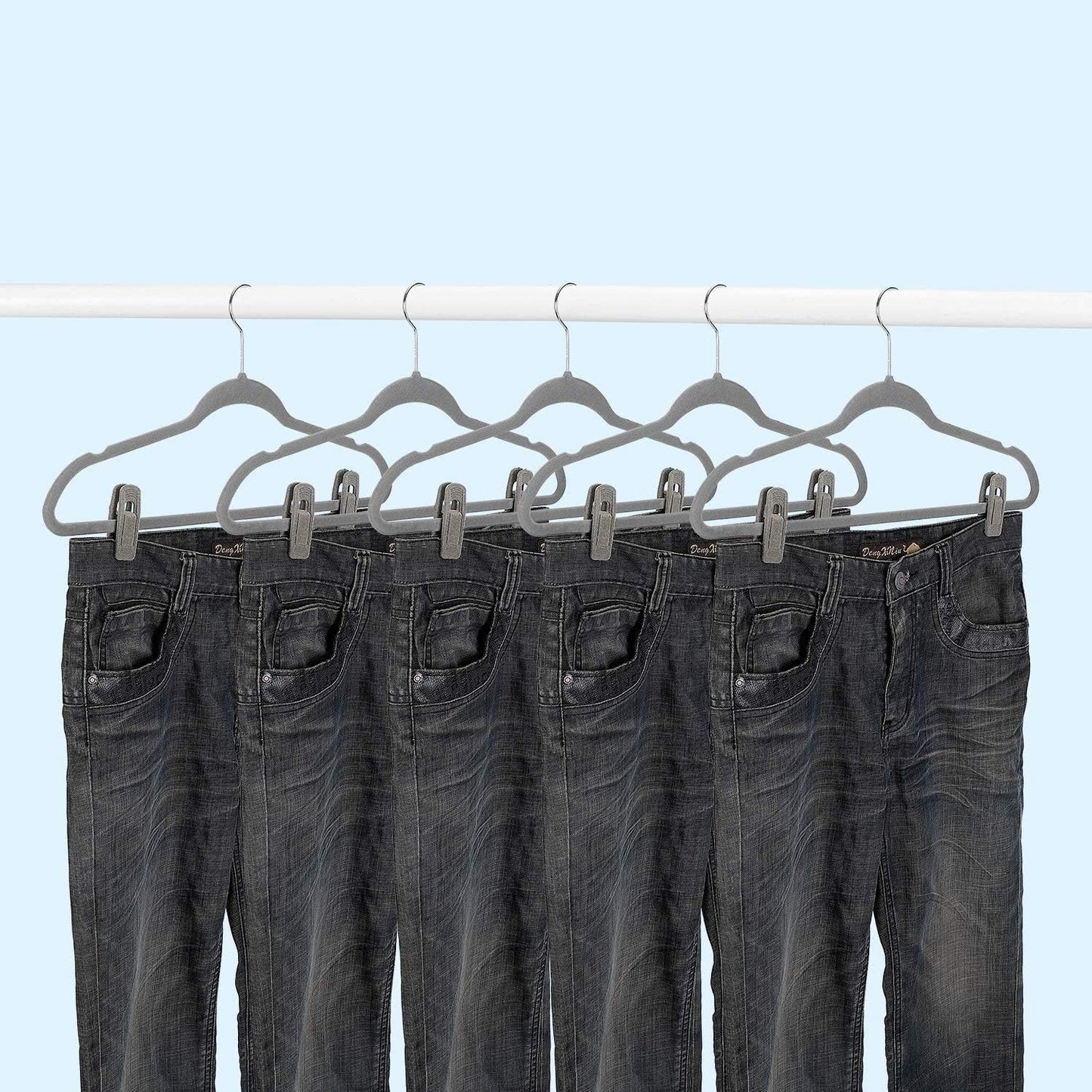 Grey Velvet Hanger Clips - 60 PCS Velvet Hanger Clip, Strong Velvet Clips Fit for Velvet Hangers