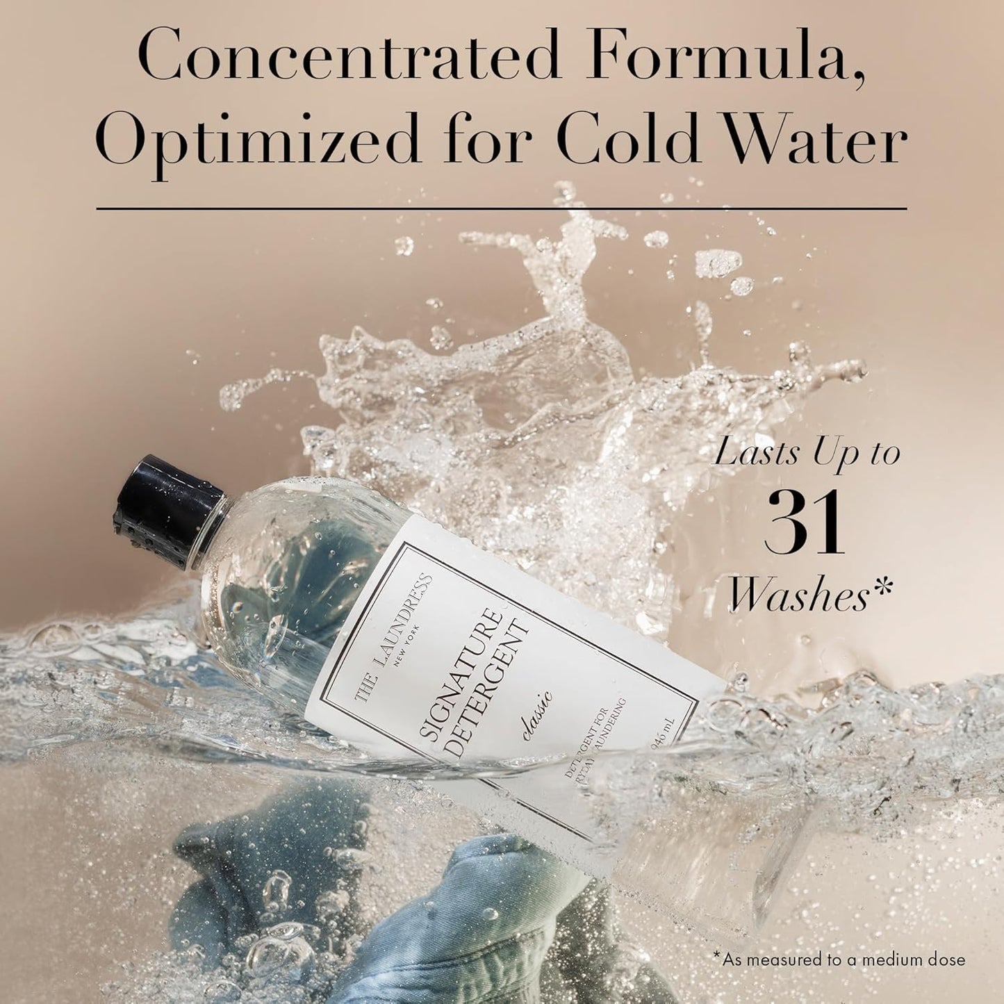 The Laundress Luxury Laundry Detergent, 31 Loads, Scented Signature Classic Fragrance, Concentrated Triple Enzyme Deep Cleaning and Targeted Stain Remover, 96% USDA Biobased Product