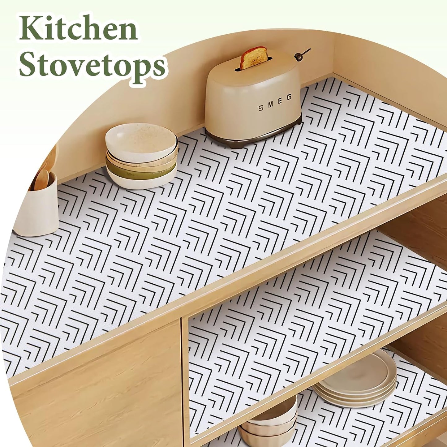 Shelf Liner for Kitchen Cabinets Non Adhesive Drawer Liner Non-Slip Thickened Shelf Liner Paper Strong Easy to Clean for Tool Box Refrigerator with Knife and Tape Measure, Black Arrow,17.3 x 236.2 in