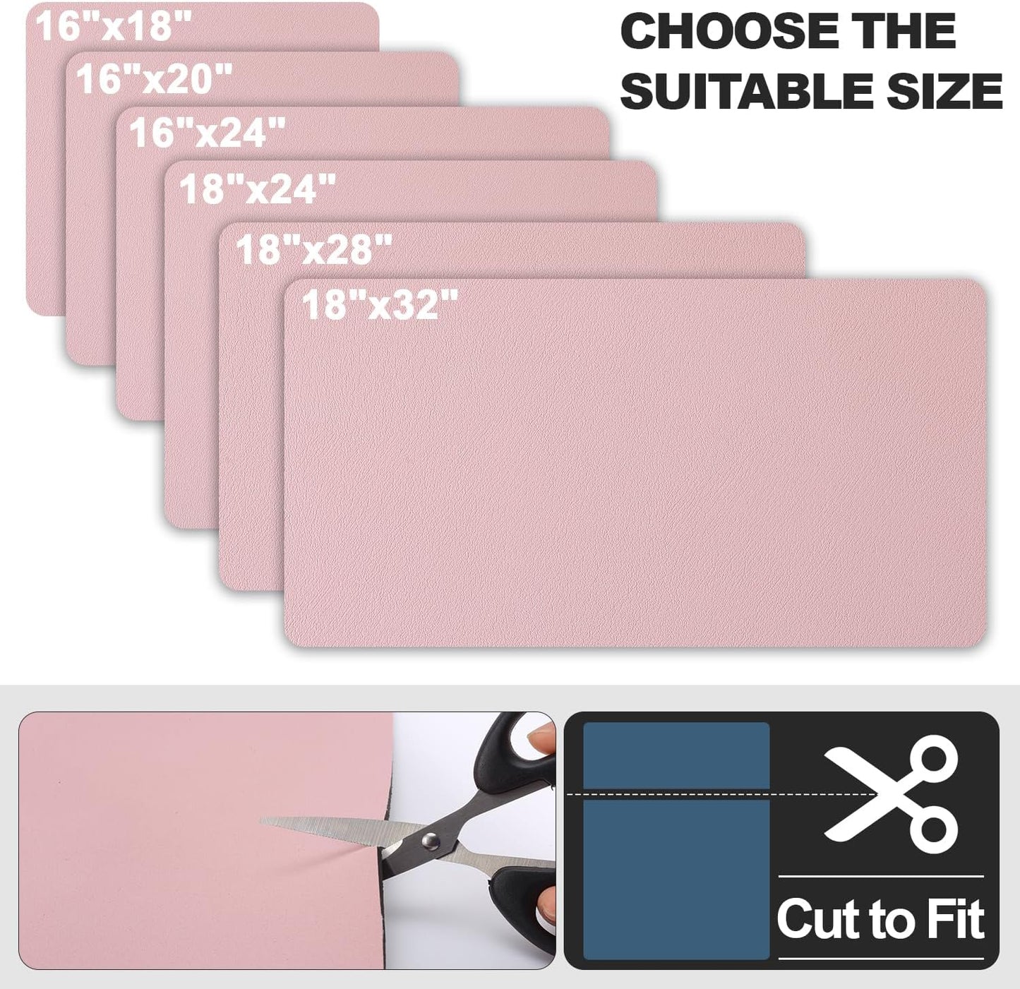 Dish Drying Mat for Kitchen Counter | Coffee Bar Mat for Countertops | Heat Resistant Drainer Mat with Non-slip Rubber Backed | Hide Stain Kitchen Absorbent Draining Mat | Pink 18"x32"