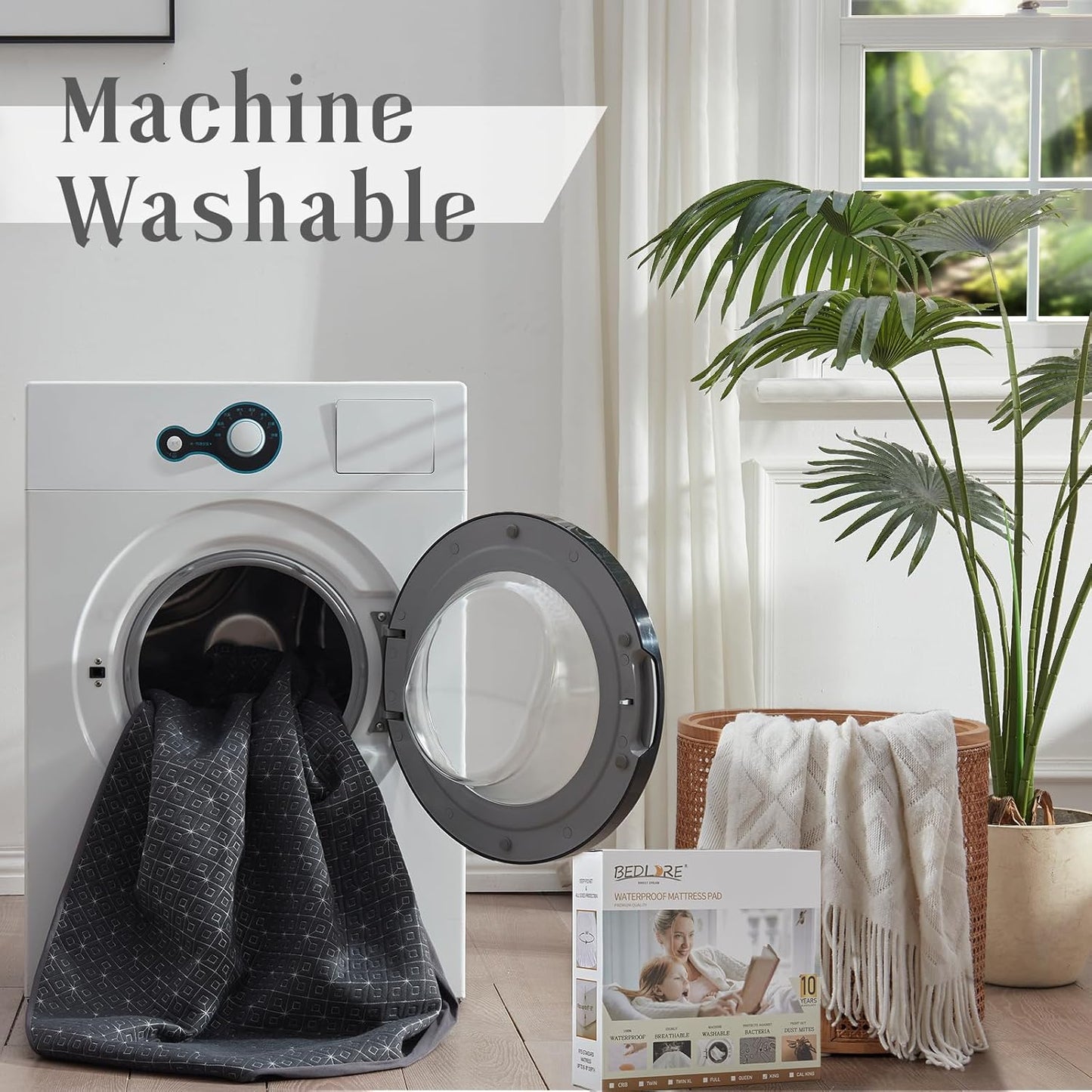 BEDLORE King Mattress Protector, Waterproof Noiseless Mattress Cover with Deep Pocket for 6-18 inches Mattress, Soft Breathable Mattress Pad Machine Washable (Dark Gray)