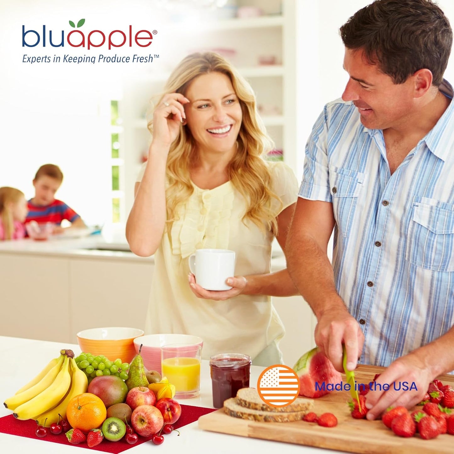 Bluapple FreshMats, Refrigerator Bin Liner, Fridge Drawer Mats, Crisper Life Extender Liner Keeps Produce Fresh Longer, Anti-Bruising, Helps Air Circulation, Washable & Reusable (4-Mats, 12x15, Red)