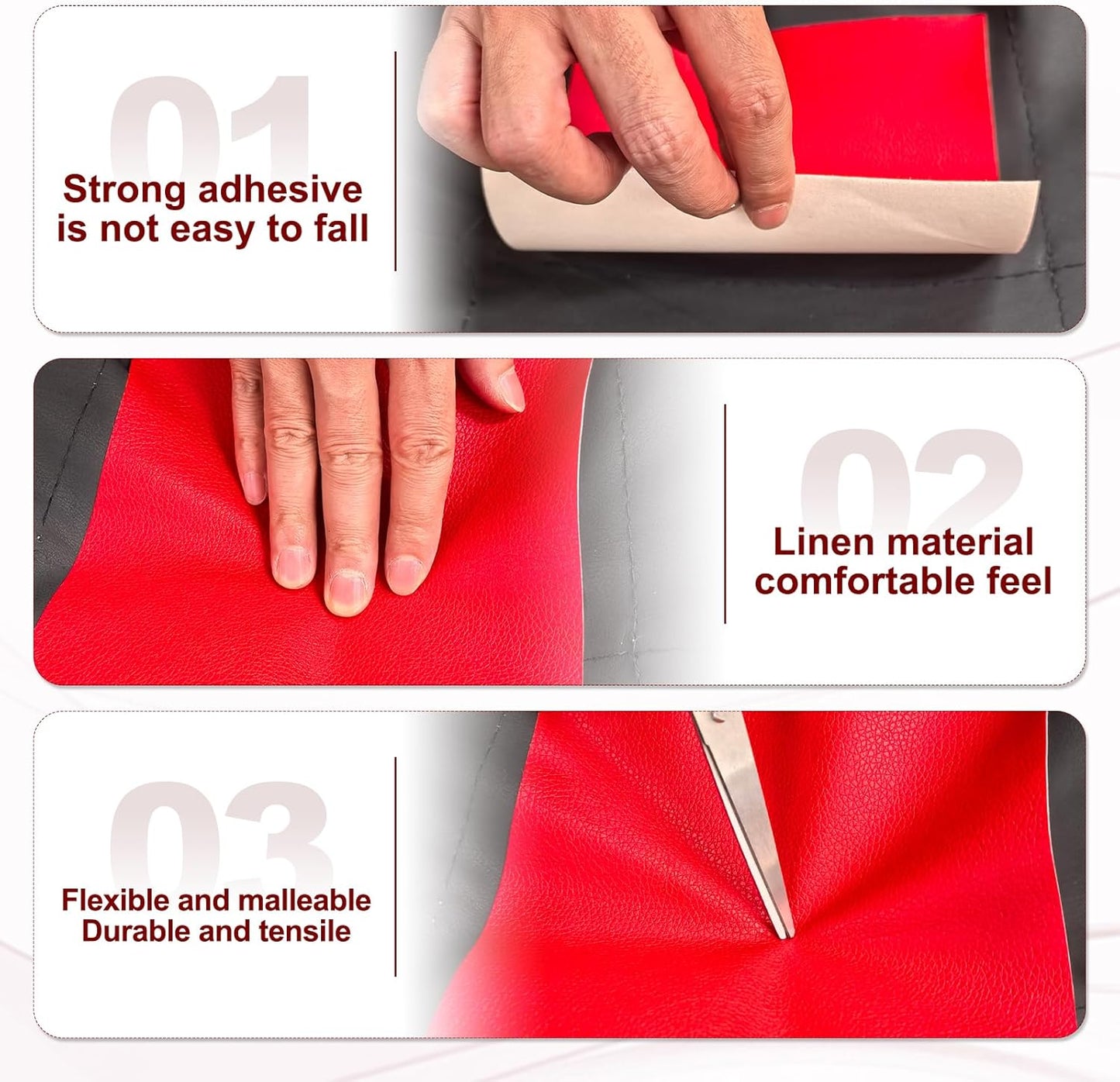 PATIKIL Leather Patches Tape for Furniture, 6.3 x 61 Inch Self Adhesive Vinyl Leather Repair Kit Cover Sheet for Couch, Sofa, Car Seats, Office Chair, Rice Apricot