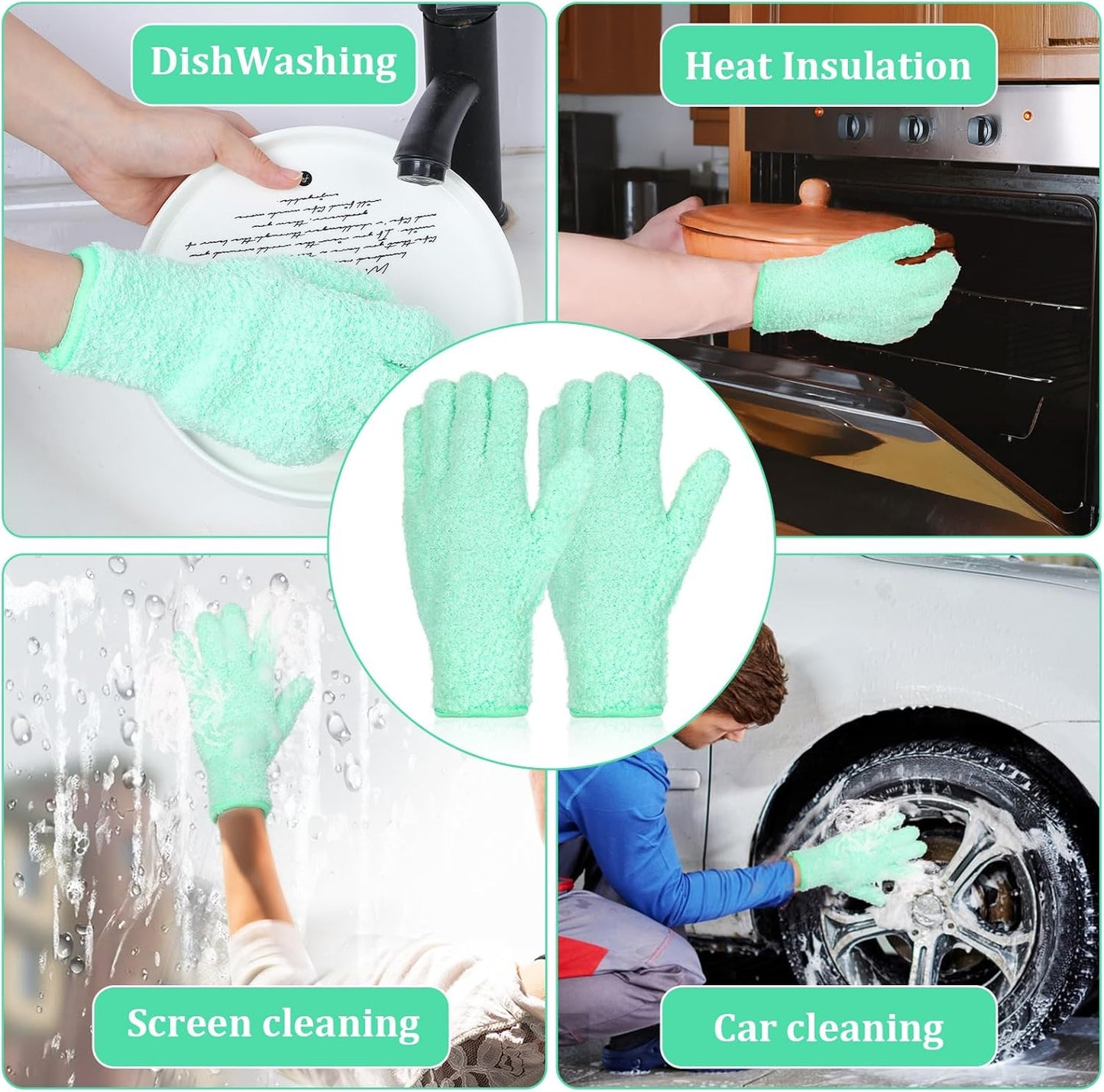 Ouligay Microfiber Gloves for Plant Dusting, Reusable Washable Micro Fiber Cleaning Gloves Mittens Dusting Glove Dust Cloth Glove for Plants Leaf House Indoor Cars Blinds Lamps