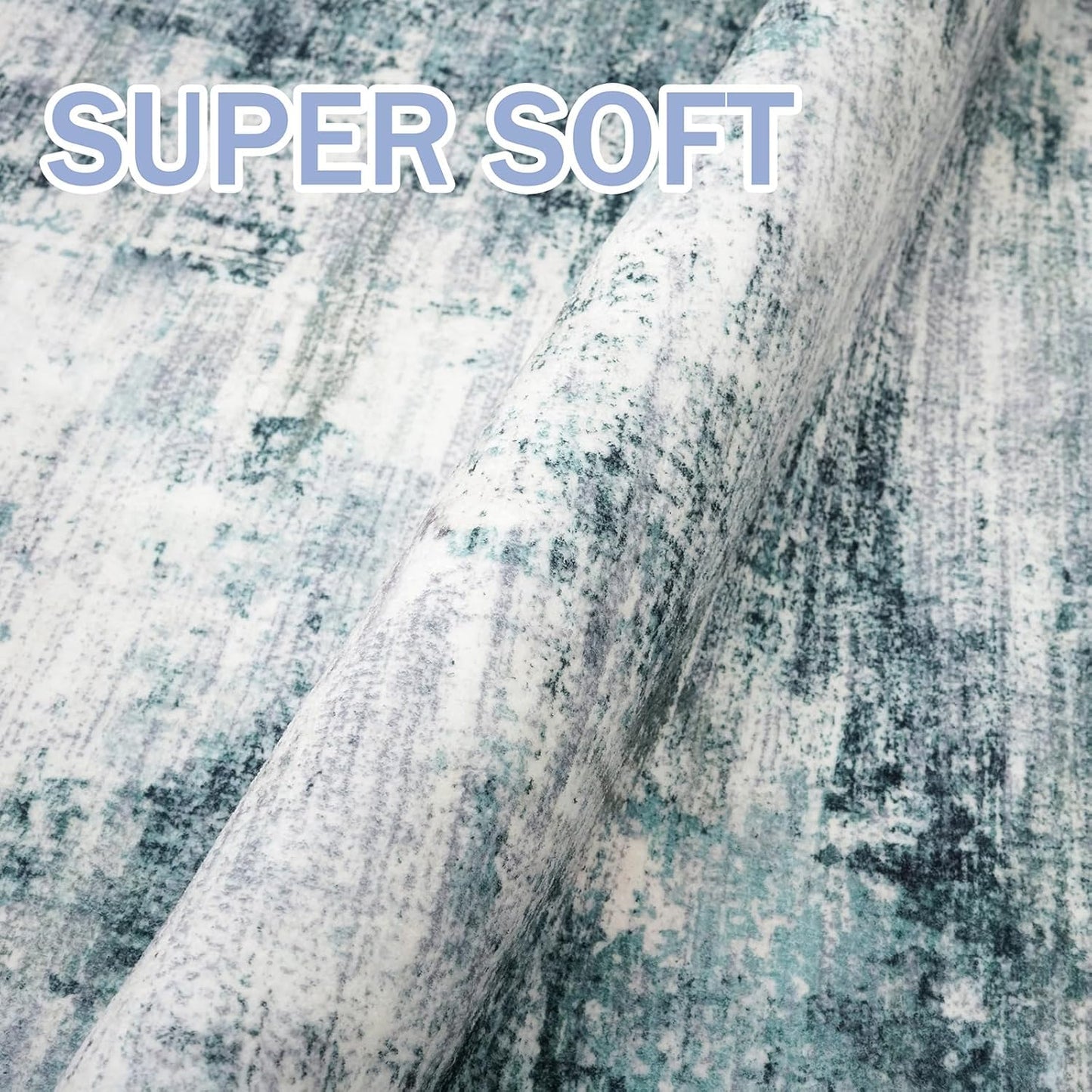 IOHOUZE Abstract Area Rugs 9x12 Ft Washable Large Rugs for Living Room, Non Slip Rubber Backed Dining Room Rug, Printed Faux Wool Rugs for Bedroom, Floor Carpet for Nursery Playroom, Sage Grey