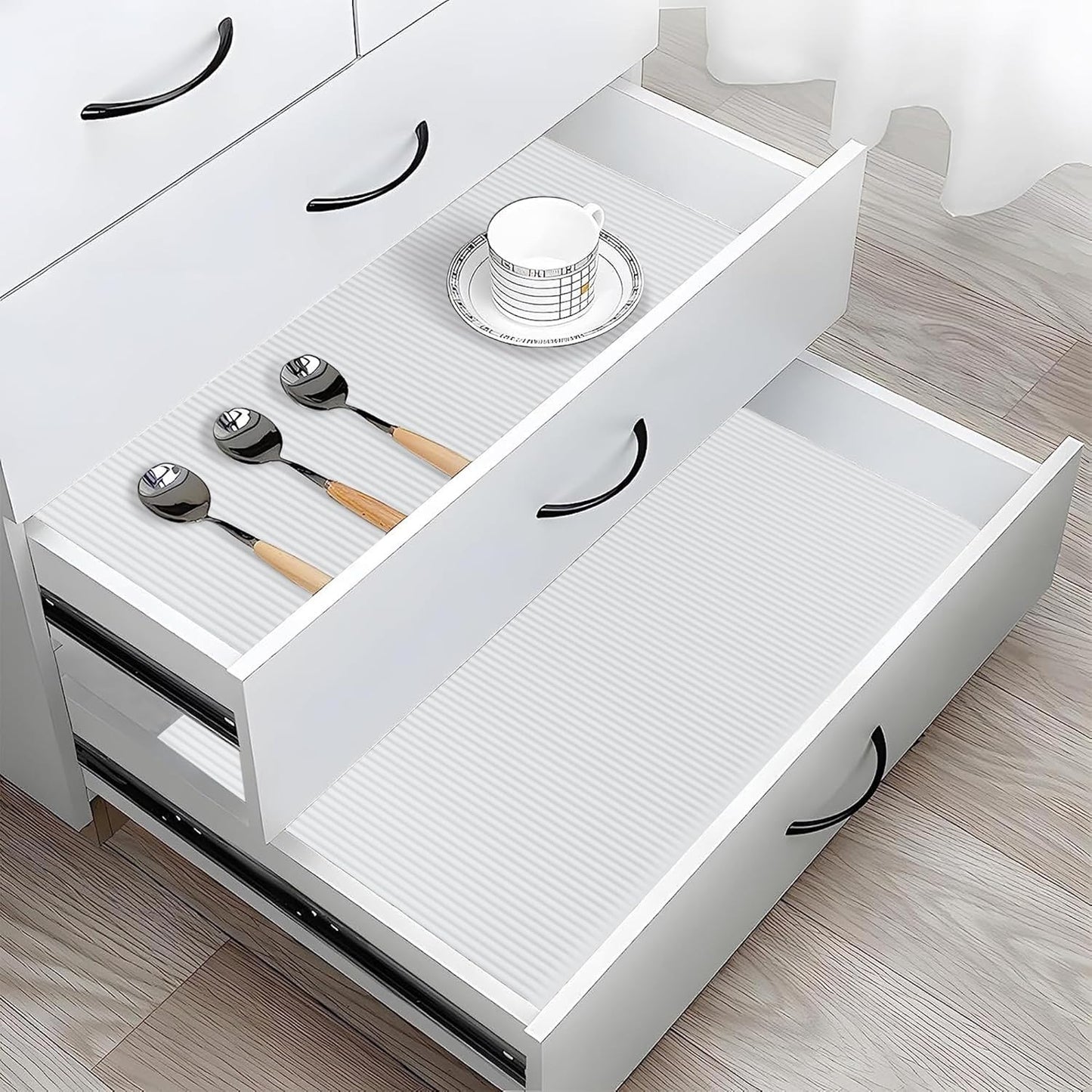 Non-Slip Silicone Refrigerator Liners for Shelves, Reusable Washable Fridge Shelf Drawer Liners, Cuttable Waterproof Oilproof Fridge Liner for Glass Shelve Kitchen Cabinet Drawer Mats (Clear, 3 Pack)