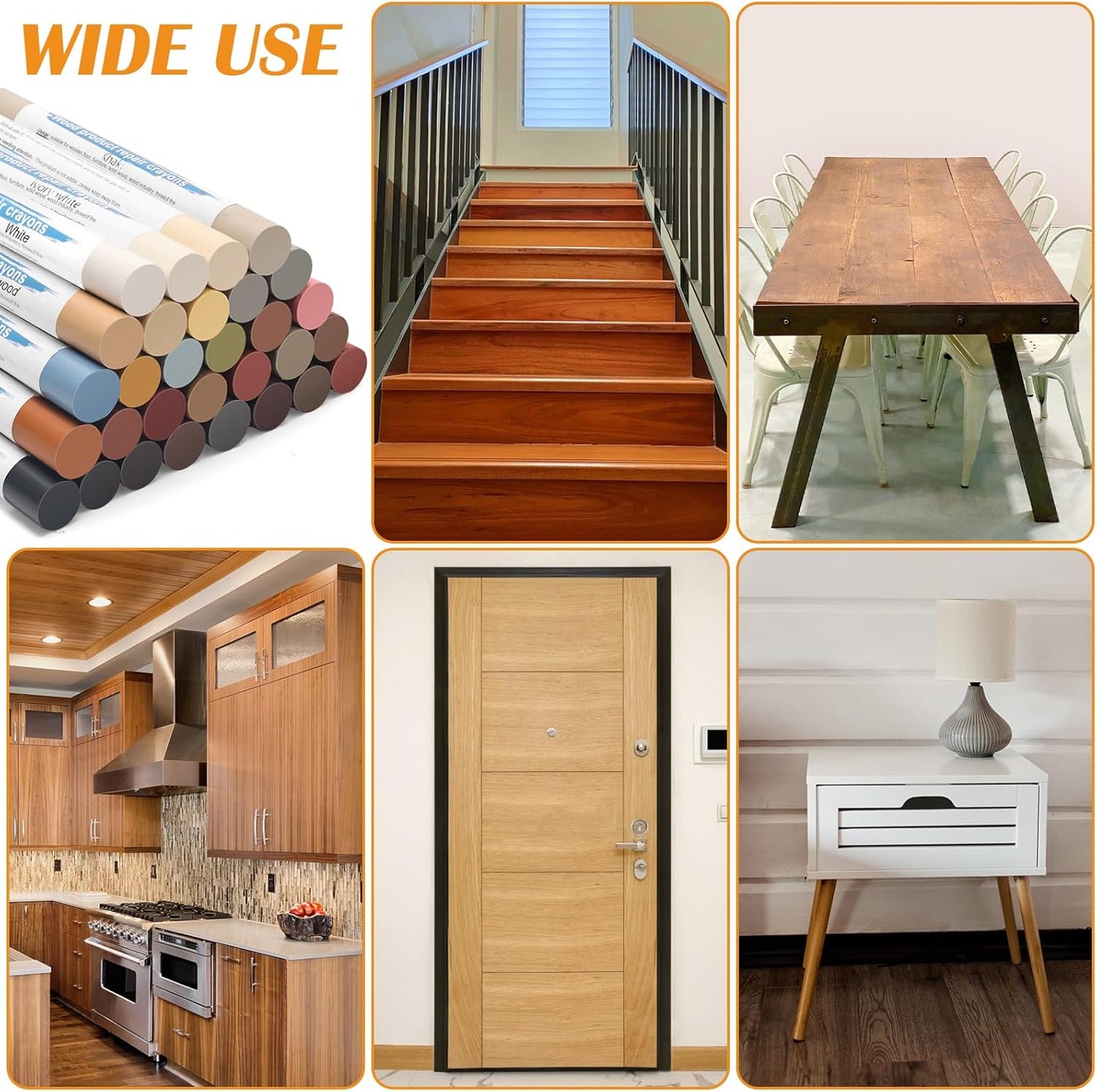 30+2P Wood Filler Sticks, Windspeed 30 Colos Wood Filler Putty Wax Crayons Furniture Repair Kit Putty Stick for Baseboard Cabinets Furniture Floors(with 2 Scrapers)