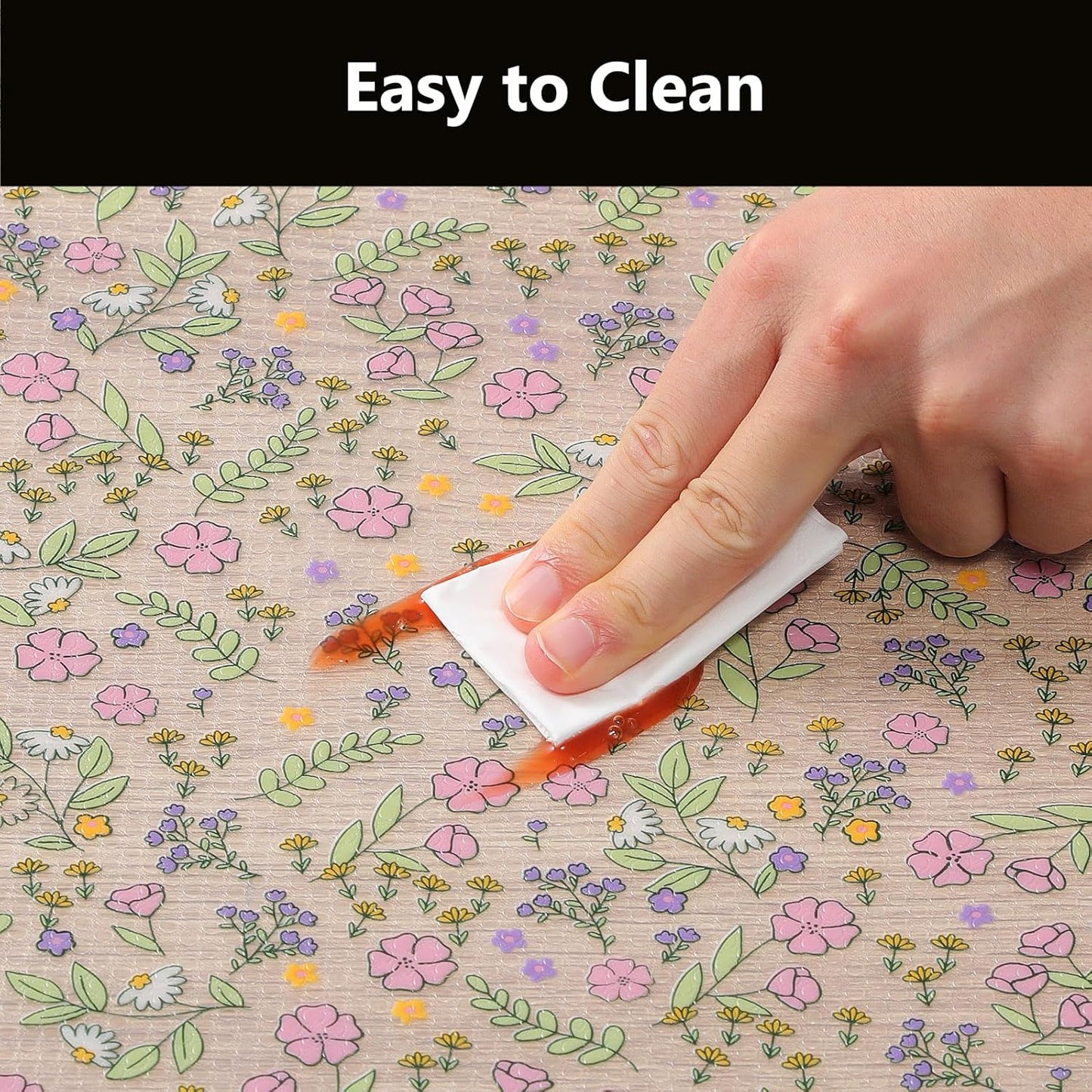 INNOLITES Non-Slip Shelf Liner – Cabinet & Drawer Liner Non-Adhesive – Waterproof Oil-Proof – Durable EVA with Floral for Kitchen Cabinets Refrigerator – BPA-Free, Easy to Cut 23.6" x 118"