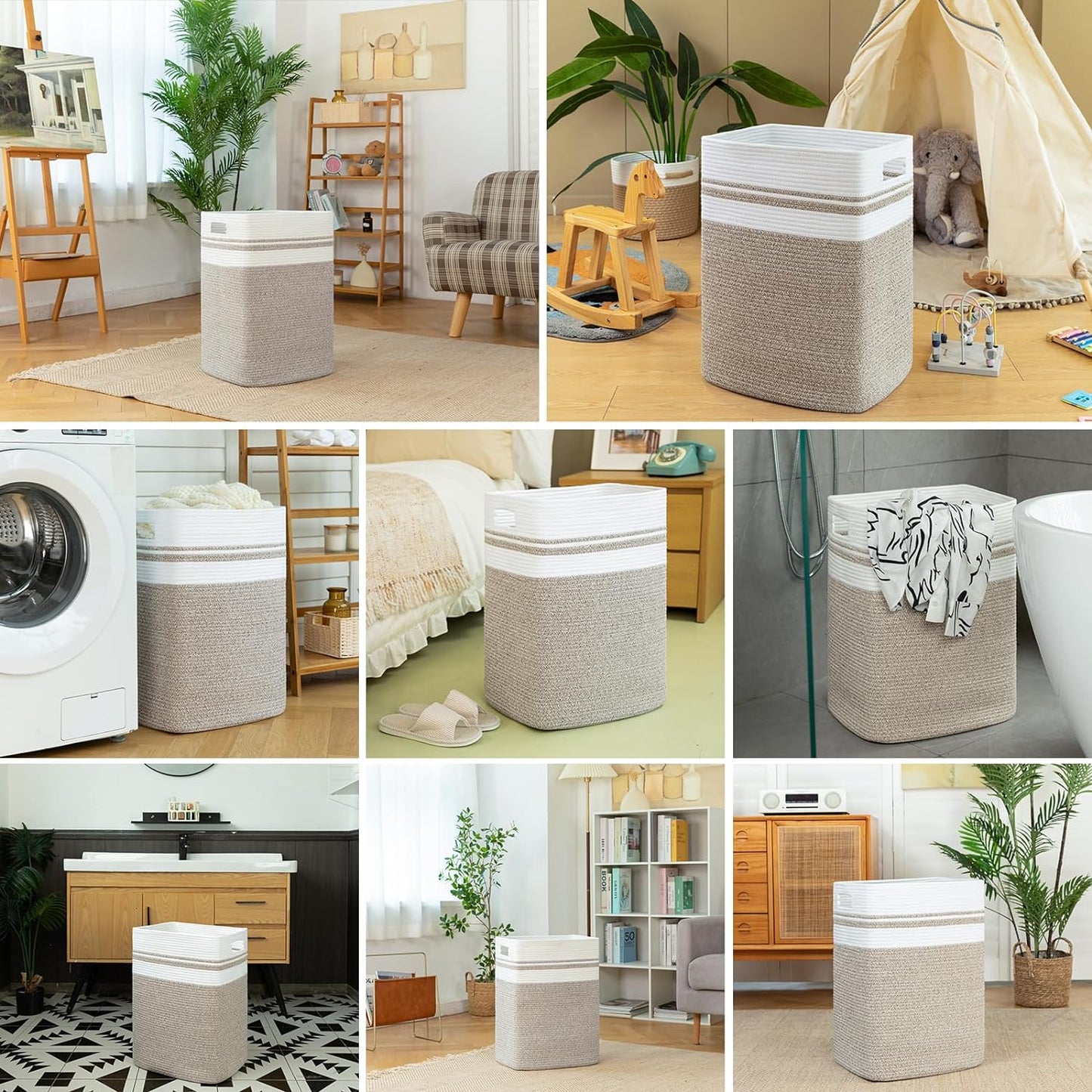 OIAHOMY 91L Laundry Hamper, XXXLarge Laundry Basket, Collapsible Cotton Rope Basket,Woven Storage Basket for Blankets,Clothes,Pillows-16x15x24-Yellow