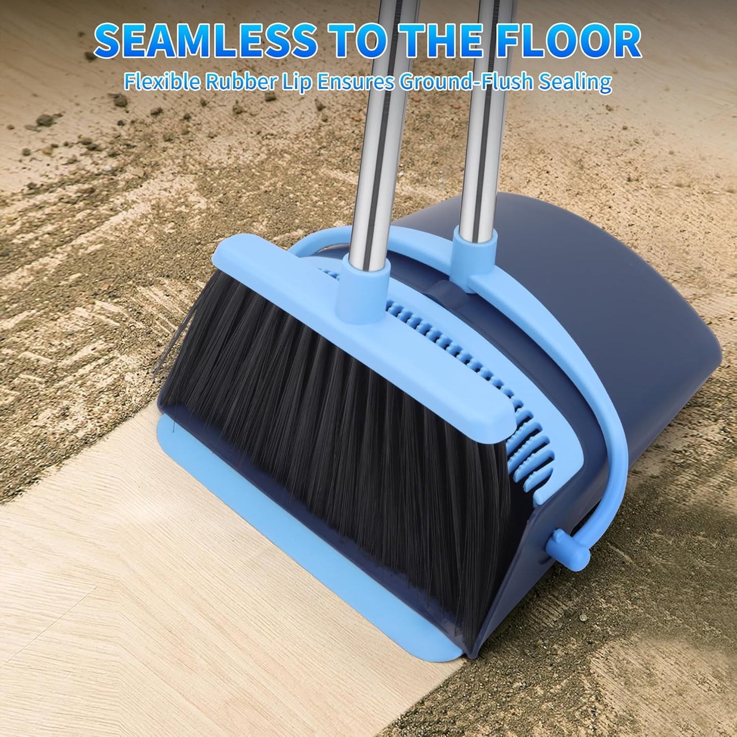 Broom and Dustpan Set for Home 2025 Indoor Outdoor Broom with Dustpan Combo Set Upright Dust Pans with Long Handle Angle Broom for Kids Garden Pet Hair Lobby Wood Floor Kitchen